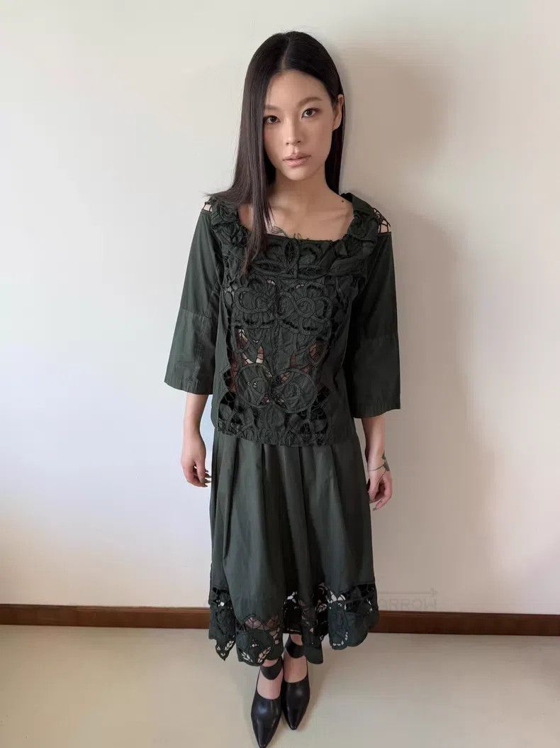 Comme des Garcons Comme Des Garcons size L Moss Green Openwork Floral Set Size S / US 4 / IT 40 - 2 Thumbnail