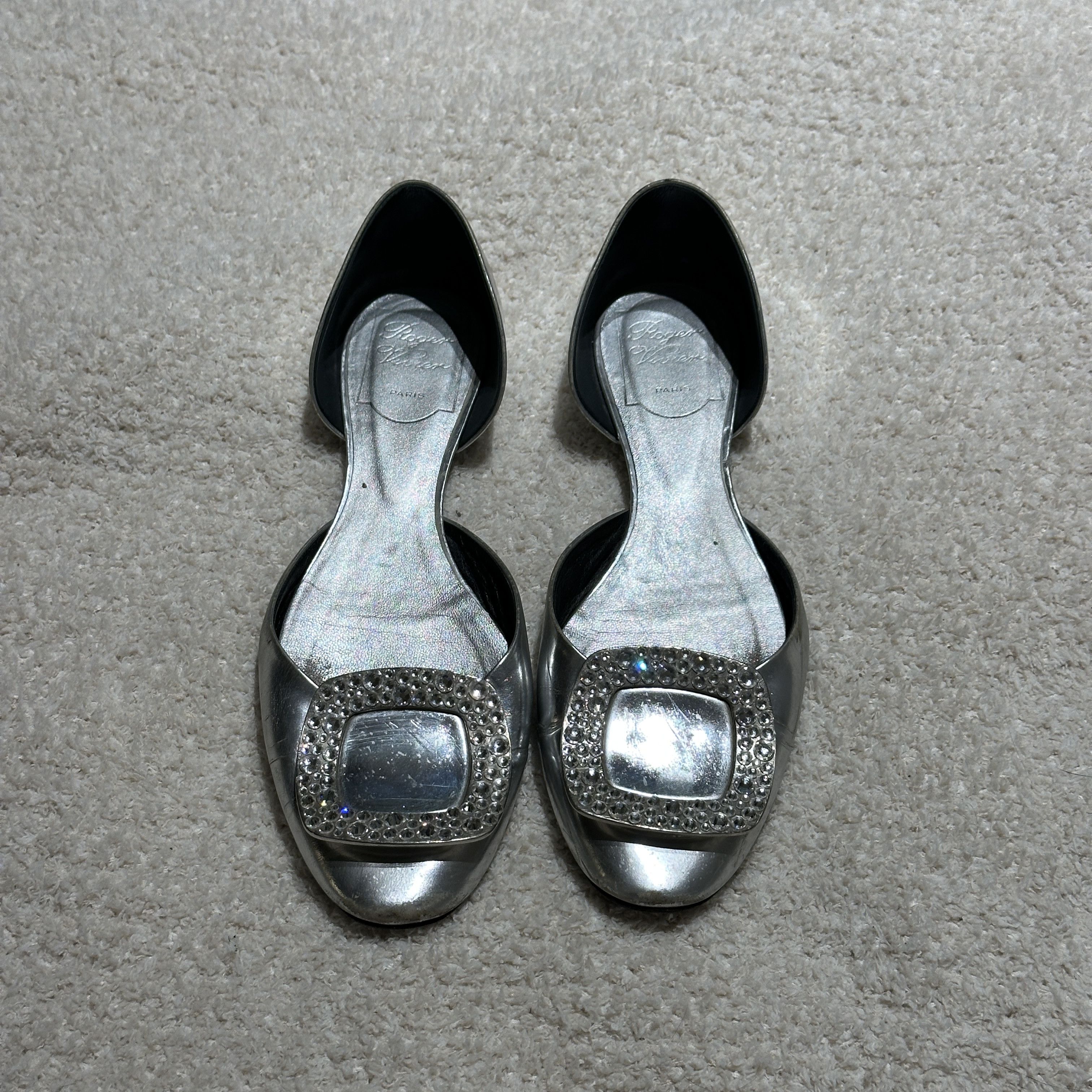 Roger Vivier Roger Vivier Silver Buckle Flats – Size 36 (US 6) Size US 6 / IT 36 - 2 Thumbnail