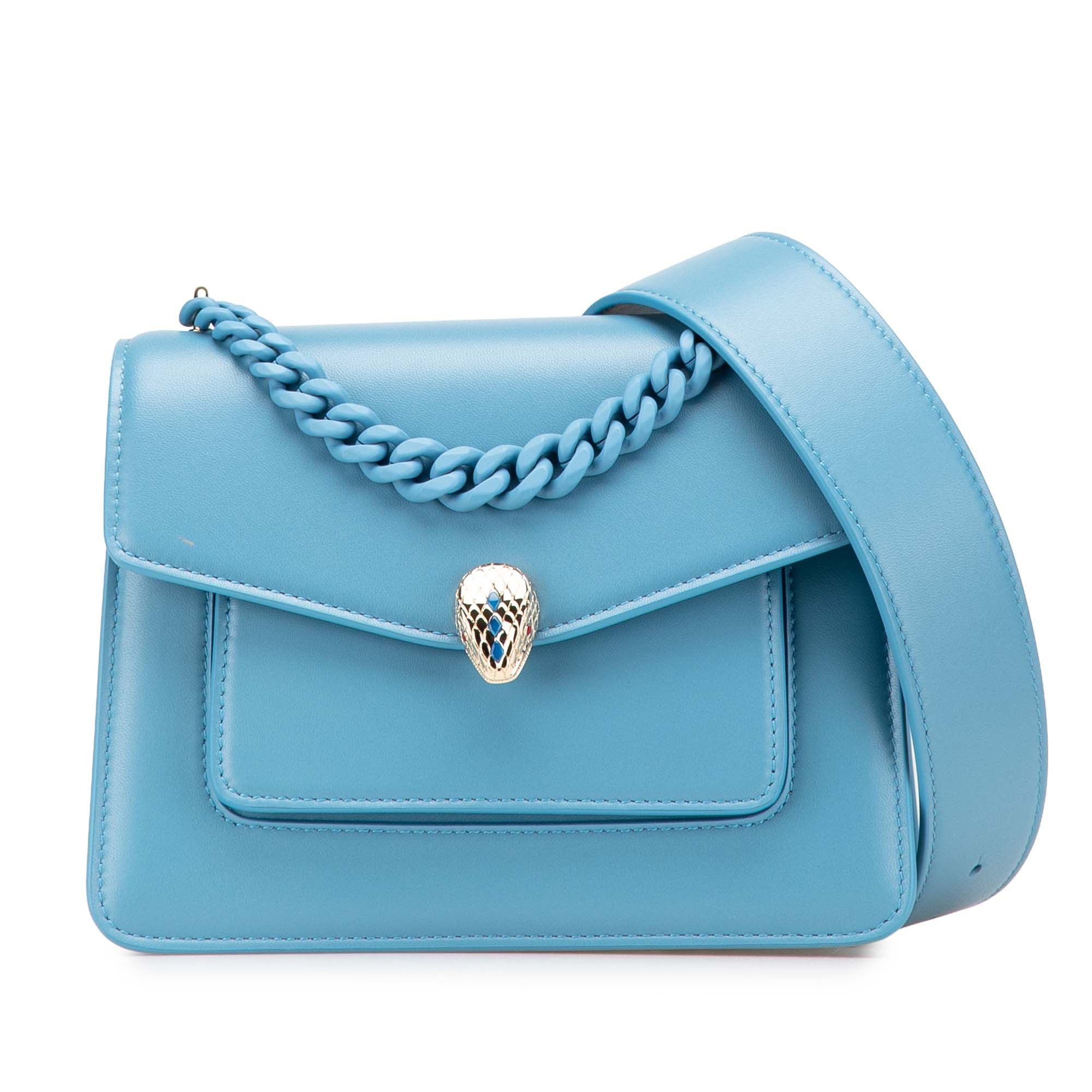 Bvlgari Leather Serpenti Forever Maxi Chain Top Handle Bag in Blue, Women's