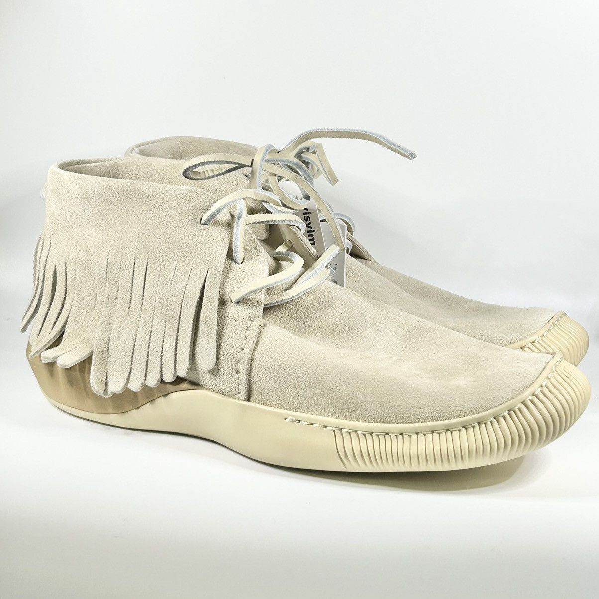 image of New Visvim Kuiva Shaman Folk Lace Up Suede Desert Boots 10.5 in Beige, Men's