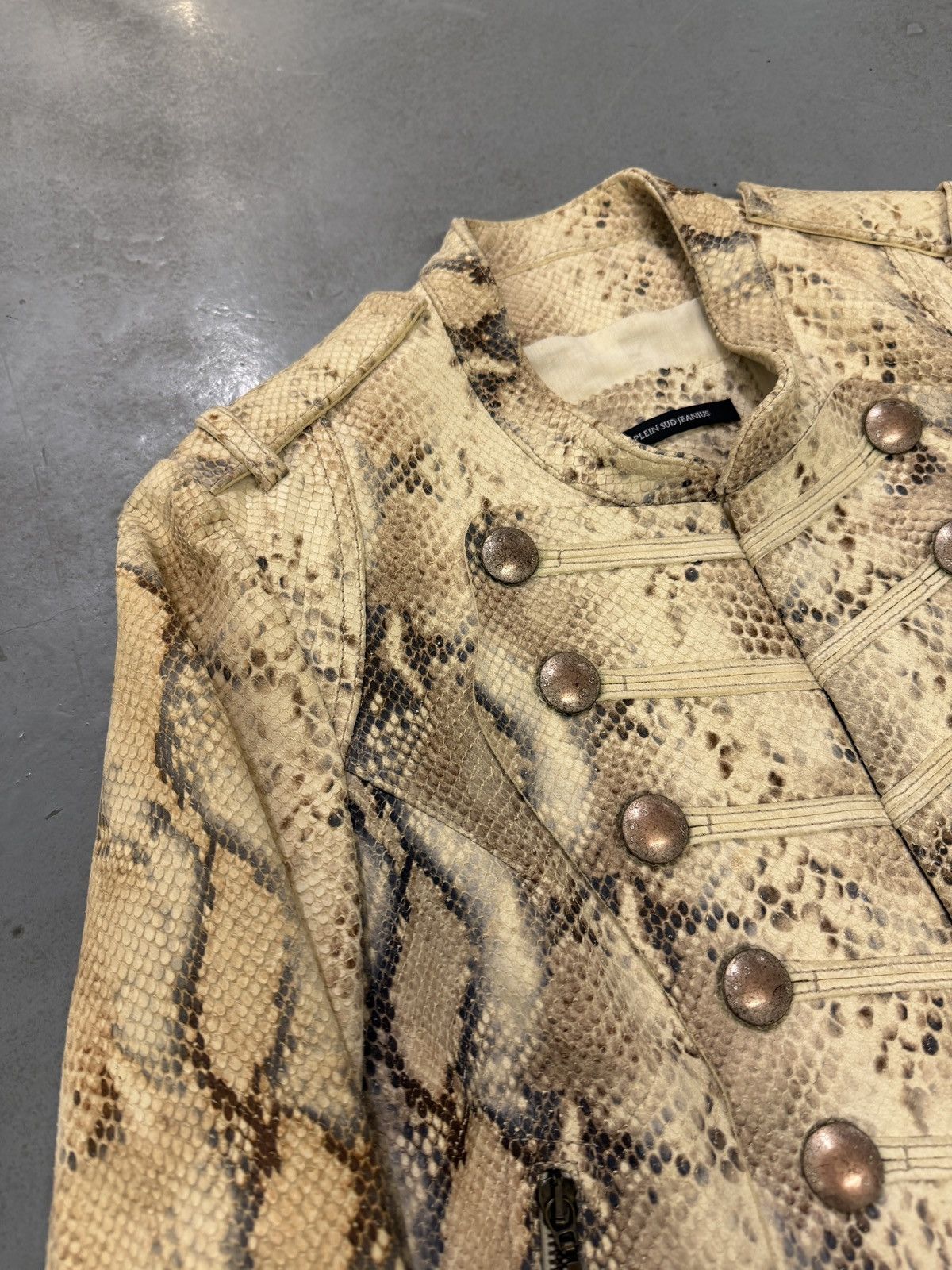 plein sud Plein Sud Python Leather Napoleon Military Style Jacket Size M / US 6-8 / IT 42-44 - 3 Thumbnail