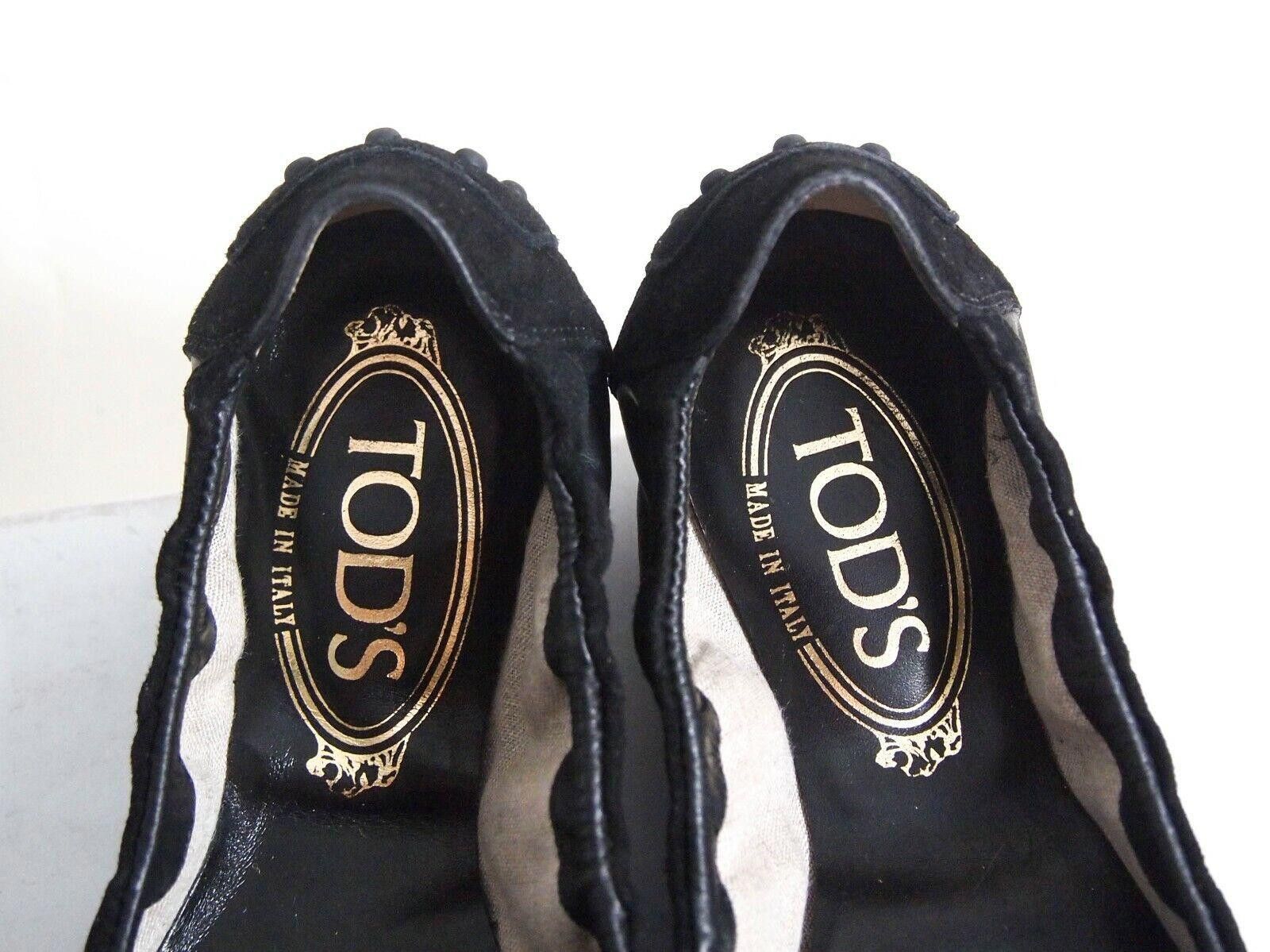 Tod's Tod's Ballet Flats Black Leather Suede Women Size EU 36 US 6 $480 Size US 6 / IT 36 - 6 Thumbnail