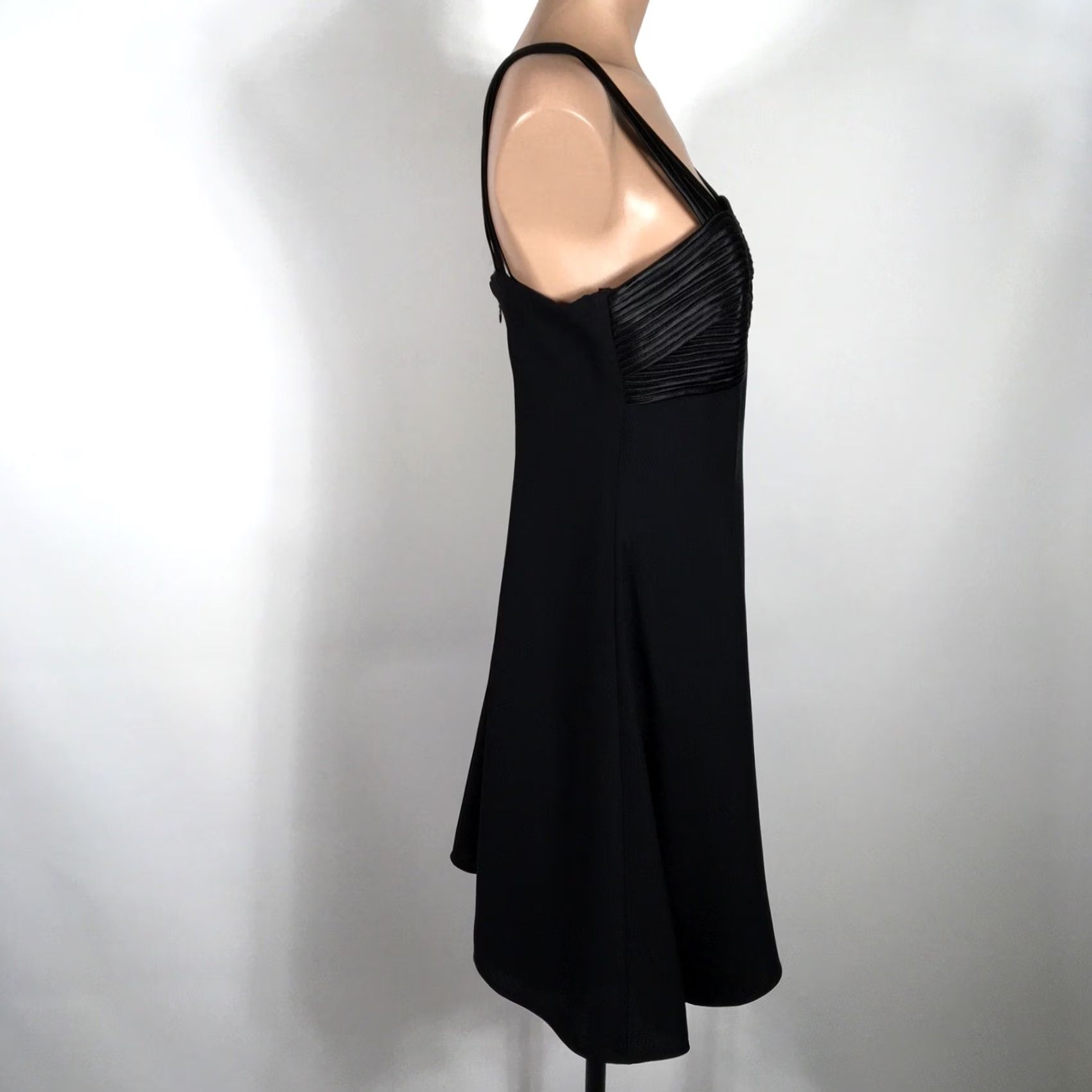 Vintage VINTAGE Collections Dress Womens 10 Black 90s Strappy Sleeveless Sweetheart Chiffon LBD Eveningwear Size L / US 10 / IT 46 - 5 Thumbnail