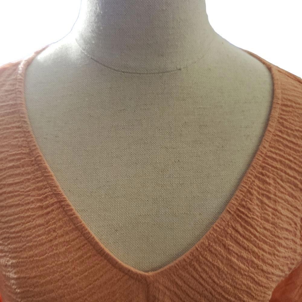 Zara CT1121a Zara Peach Lafies Blouse with Rauched Sleeves Large Size L / US 10 / IT 46 - 3 Thumbnail
