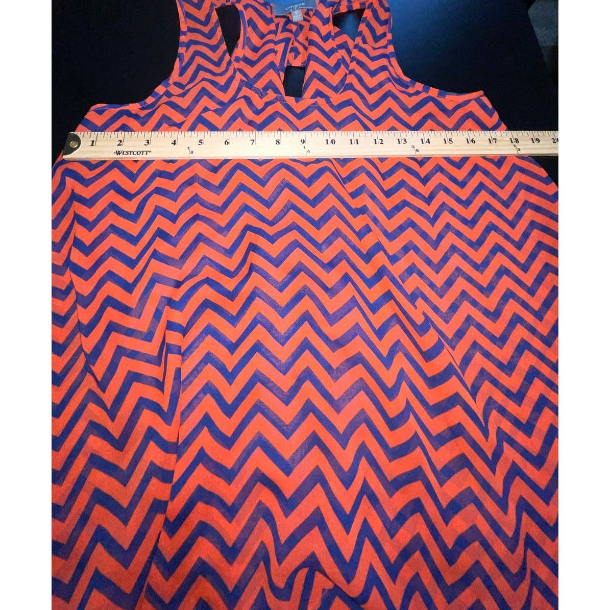 Other Umgee orange with navy blue chevron sheer blouse size small Size S / US 4 / IT 40 - 4 Thumbnail