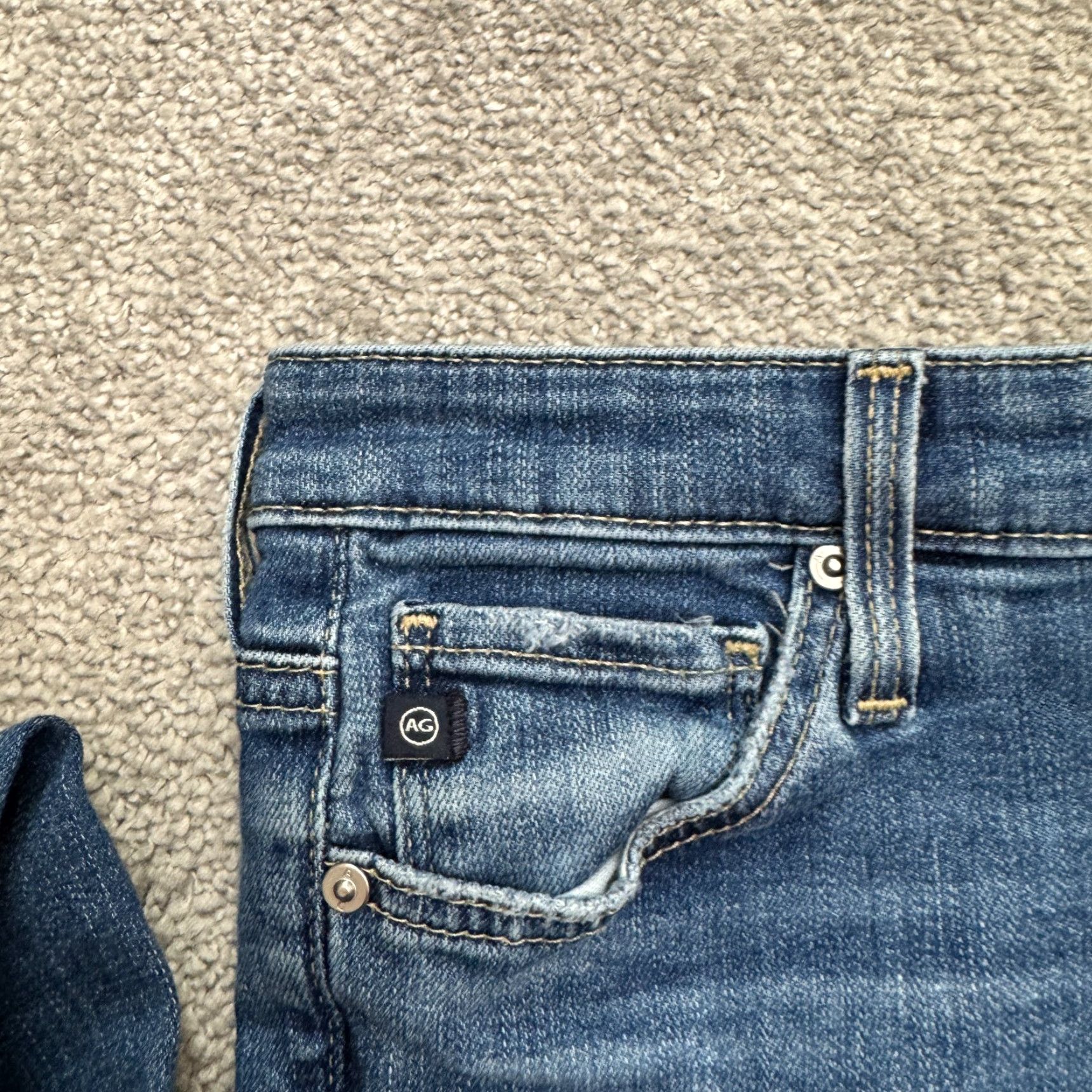 Anthropologie VINTAGE AG Adriano Goldschmied Skinny Jeans Women 25 Regular Blue Distressed Fall Spring Summer Winter Size 42" / US 20 - 4 Thumbnail