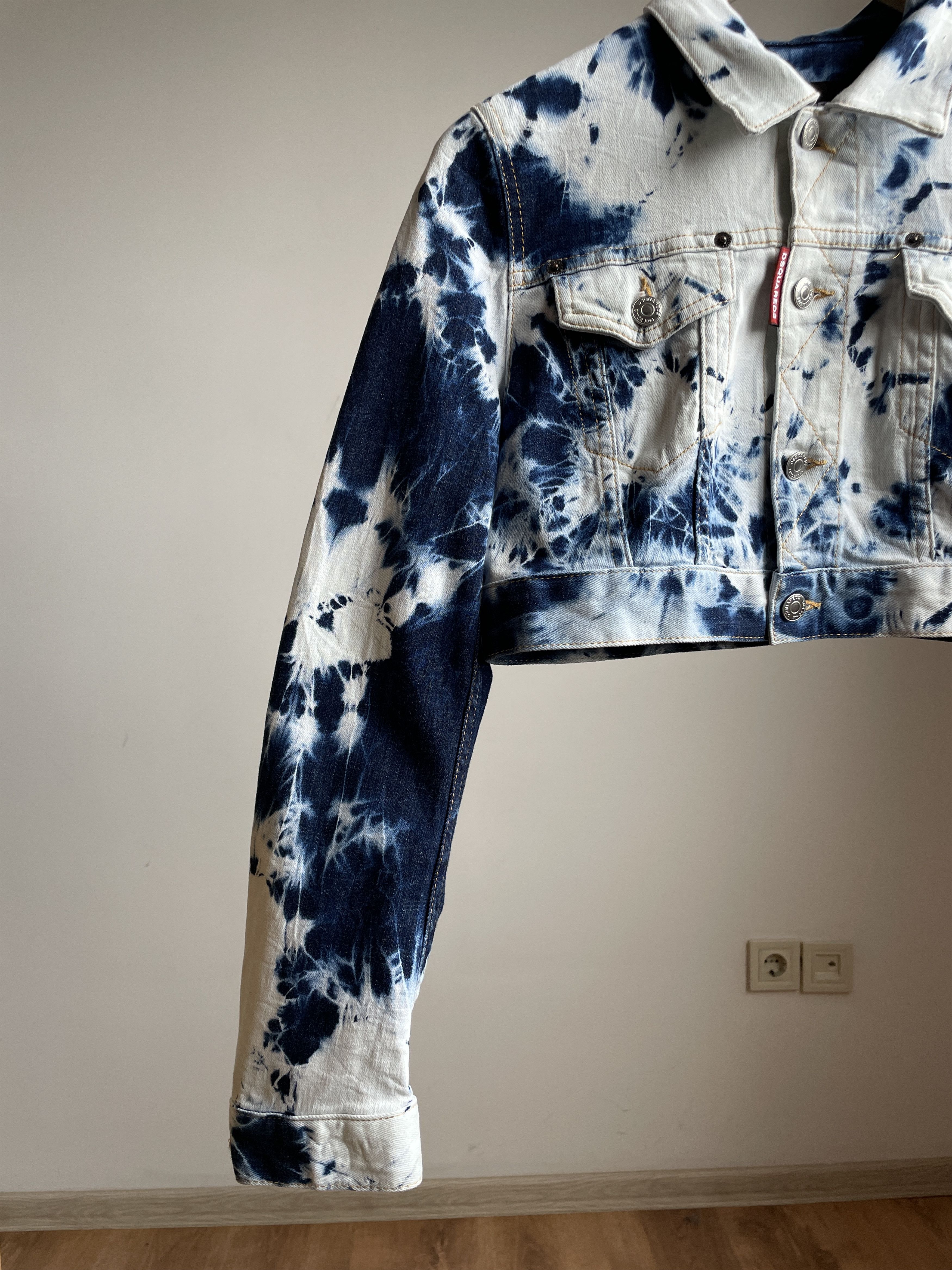 Dsquared2 Dsquared2 Womens Tie Dye Classic Cropped Jean Jacket Size M / US 6-8 / IT 42-44 - 5 Thumbnail