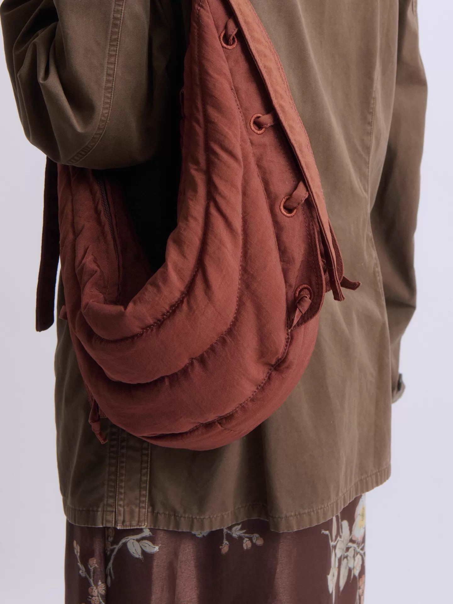 Lemaire LEMAIRE Brick Red Solf Game Nylon Shoulder Bag (S) Size ONE SIZE - 2 Thumbnail