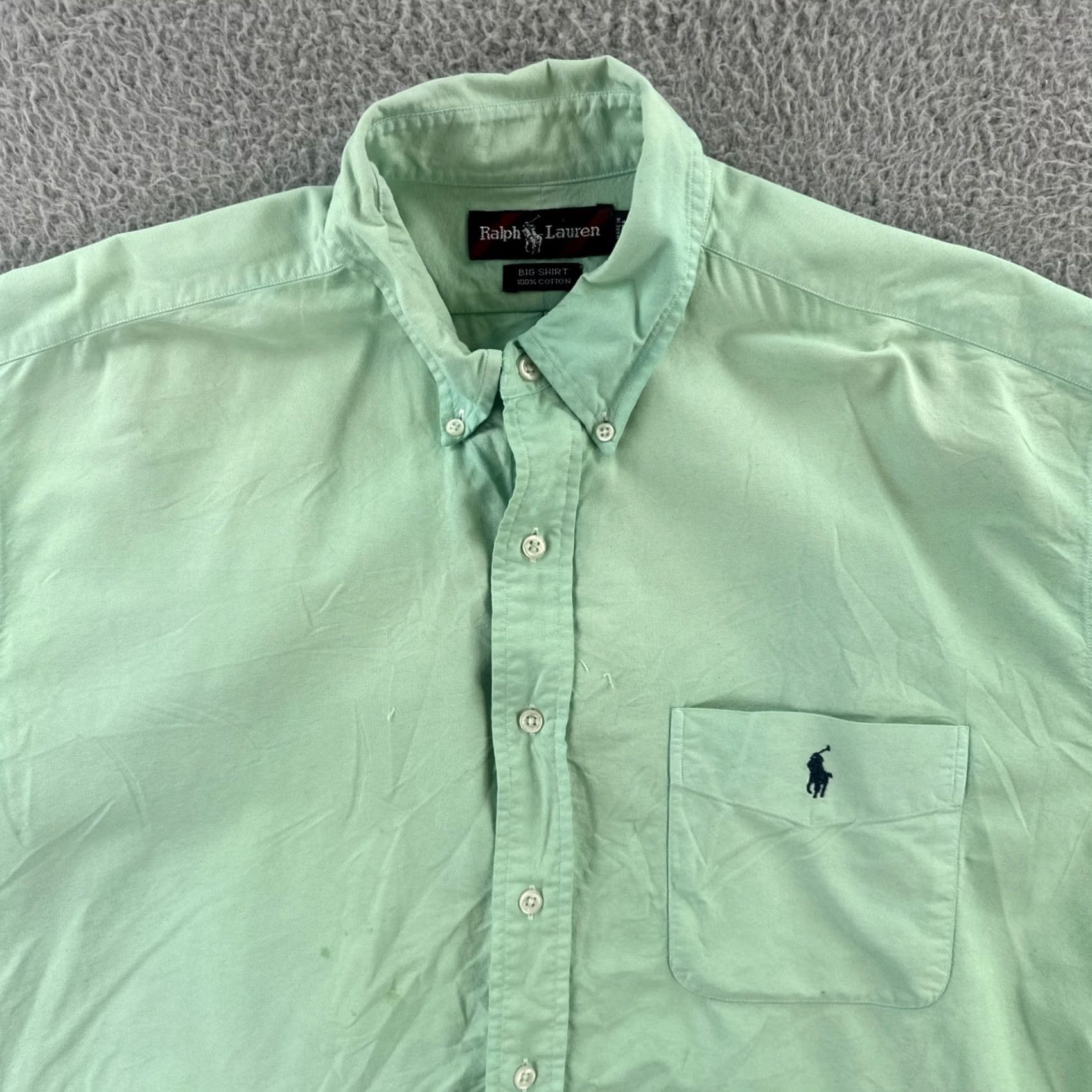 Ralph Lauren VINTAGE Ralph Lauren Mens L Button-Up Shirt Short Sleeve Green Preppy Thrasher Over Dyed Embroidered Cotton Knit Modern Casual Mens Size US L / EU 52-54 / 3 - 5 Thumbnail