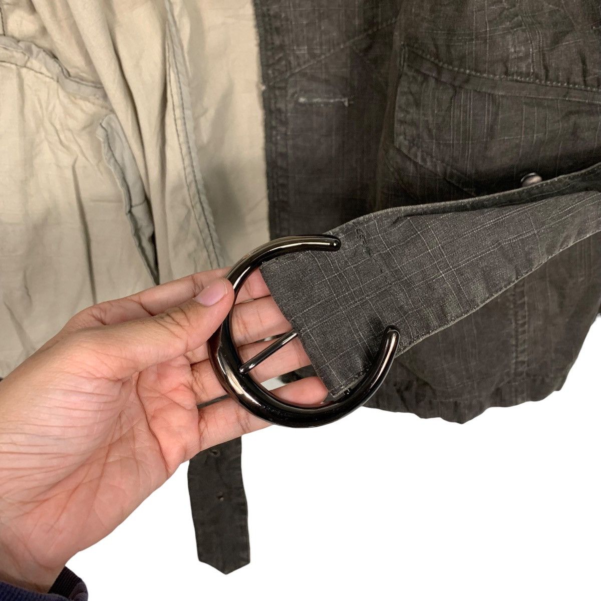 In The Attic IN THE ATTIC Cotton Crosshatch Belted Coat Jacket #2784-C126 Size L / US 10 / IT 46 - 14 Thumbnail