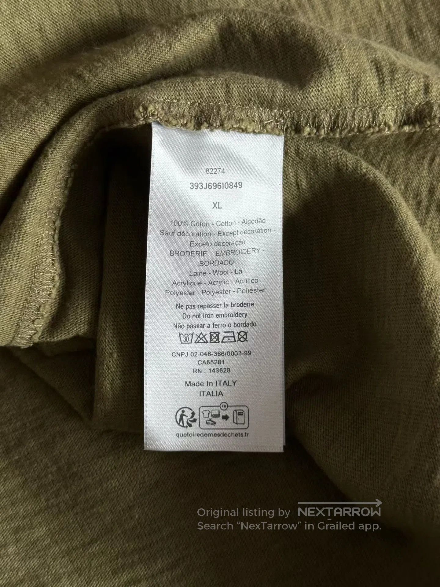 Dior Dior Dark Green Tears Embroidered Short Sleeve T-Shirt| Size US XL / EU 56 / 4 - 4 Thumbnail