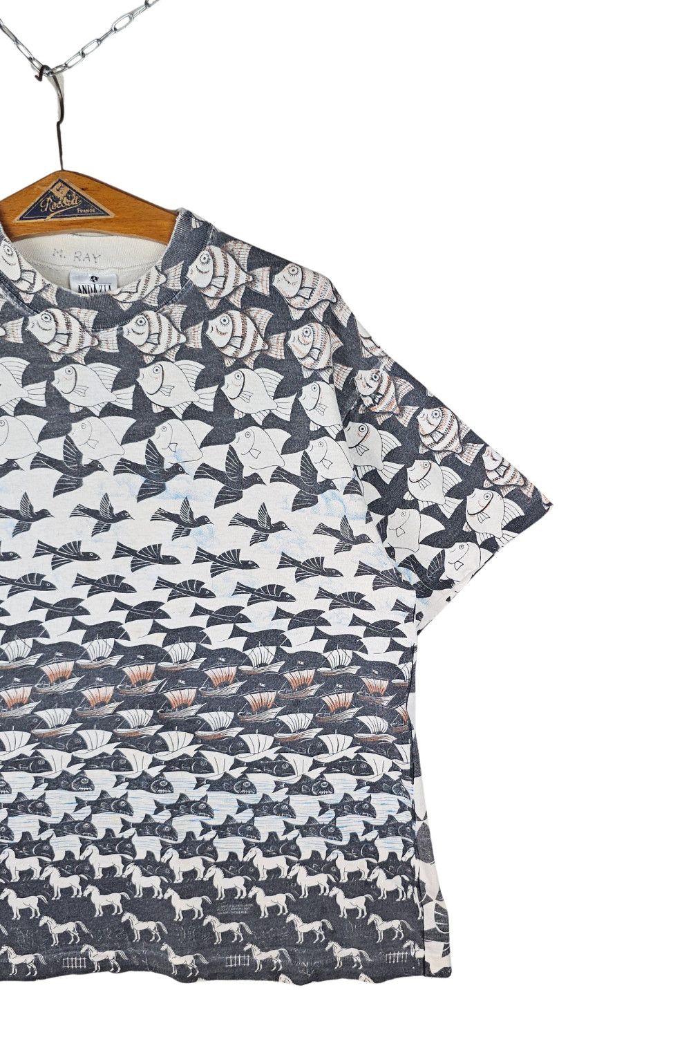 Vintage 1990s M.C. Escher AOP Wrap Tee - USA Made Size US L / EU 52-54 / 3 - 5 Thumbnail