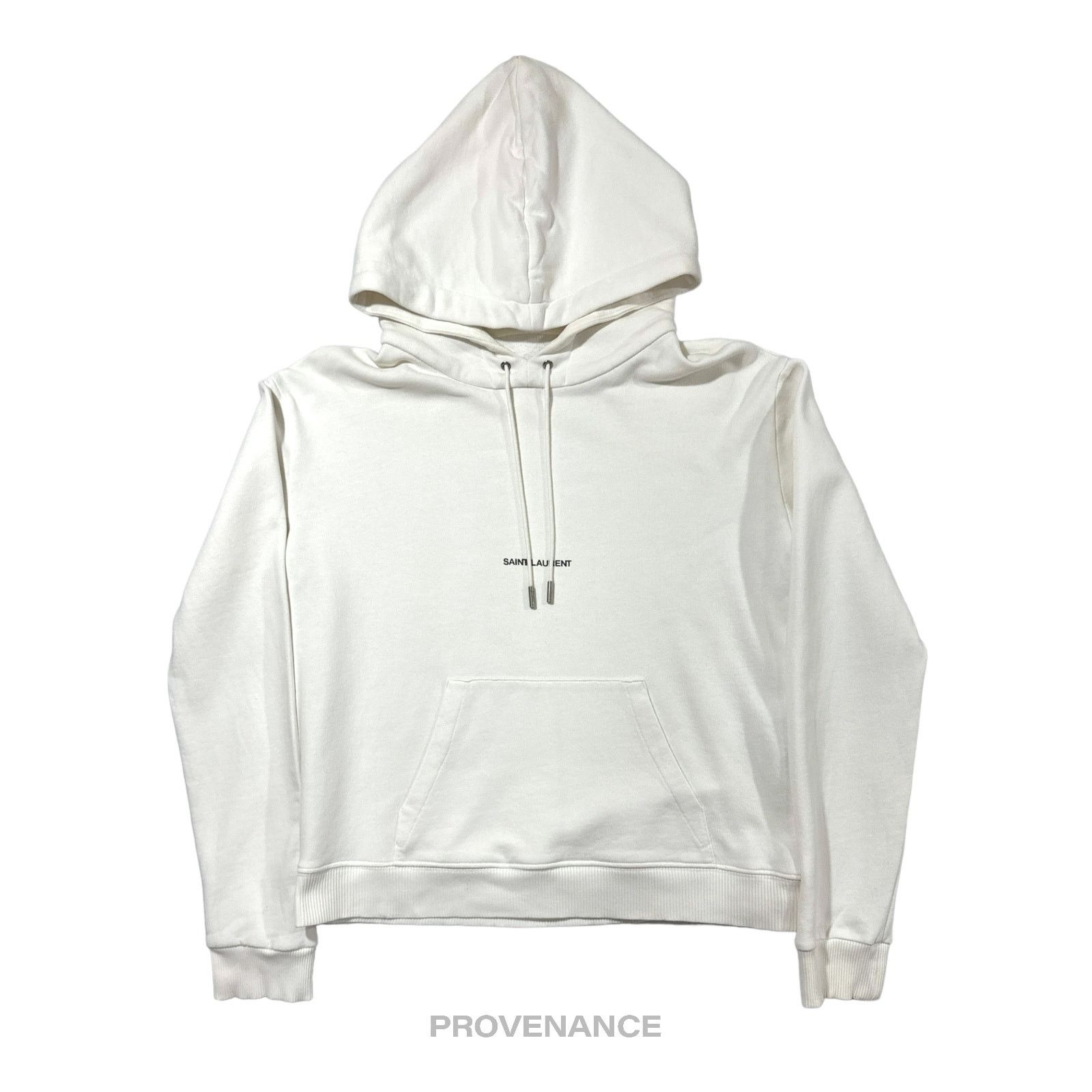 image of Saint Laurent Paris Slp Logo Hoodie - White Size Xs, Men's