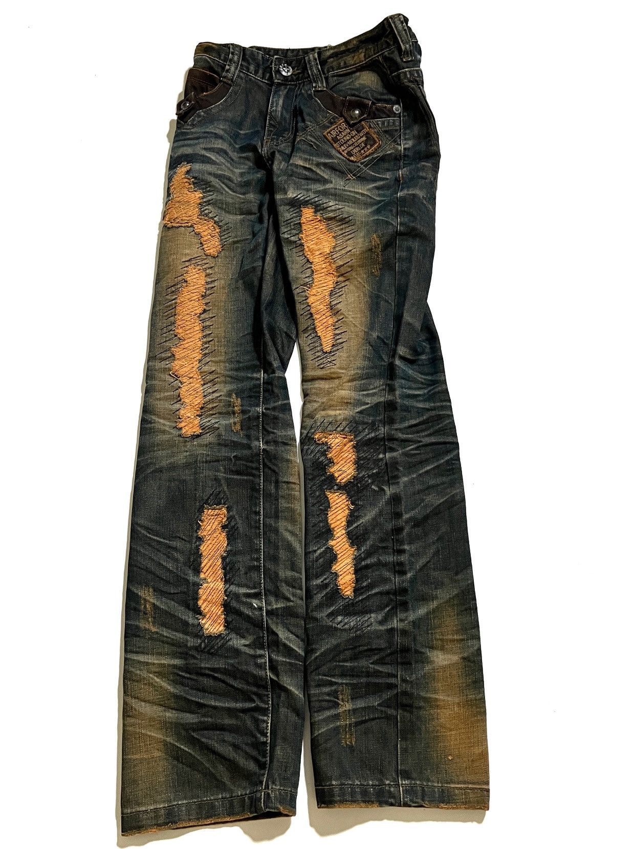 Japanese Brand Tokyo Boulevard Mud Wash Distressed Jeans Y2K Vkei Size US 29 - 9 Thumbnail