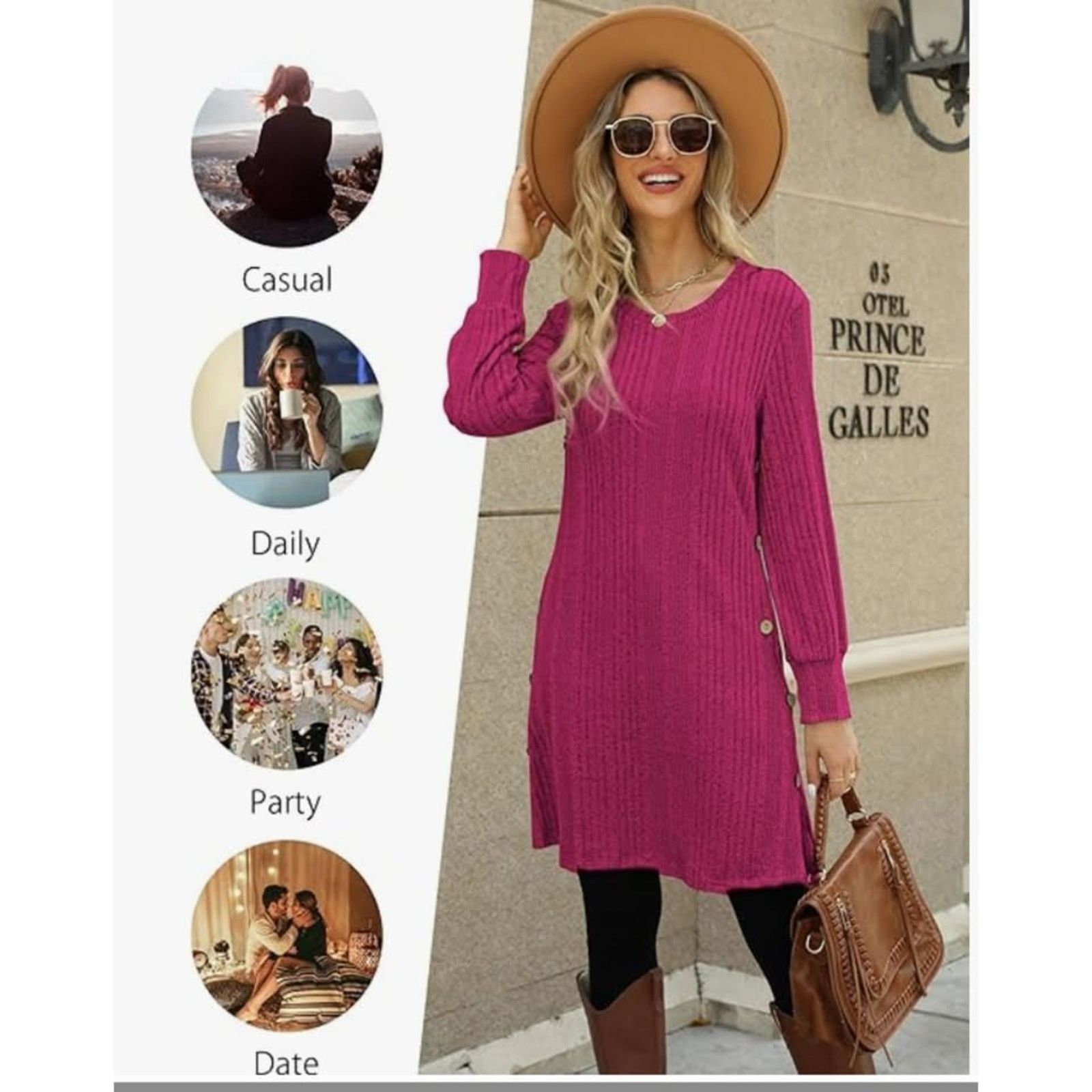 The Unbranded Brand Women's Dress Long Sleeve Tunic, Crew Neck, SIZE XL Size XL / US 12-14 / IT 48-50 - 6 Thumbnail