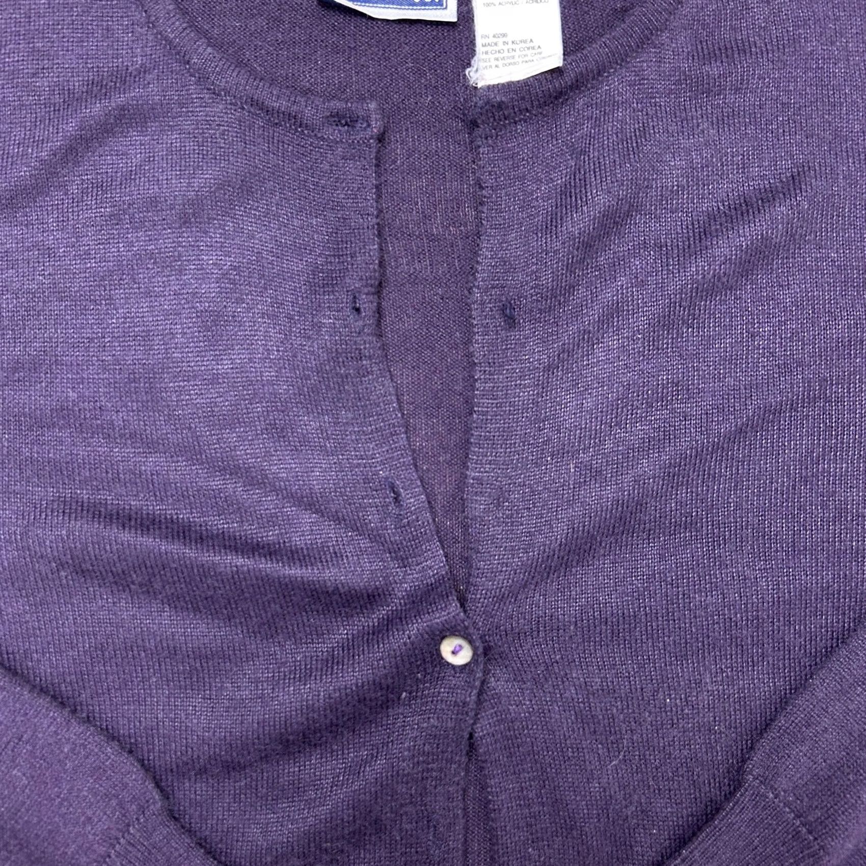 Vintage Erika & Co. Cardigan Sweater Womens M Purple Crew Neck Pockets Tight-Knit Casual Fall Size M / US 6-8 / IT 42-44 - 3 Thumbnail