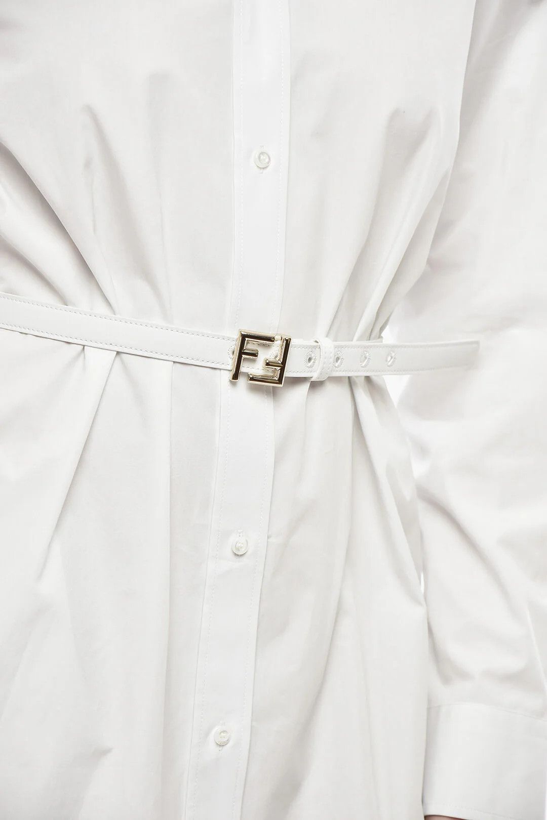 Fendi og1mm0326 Poplin Shirt Dress in White Size S / US 4 / IT 40 - 3 Thumbnail