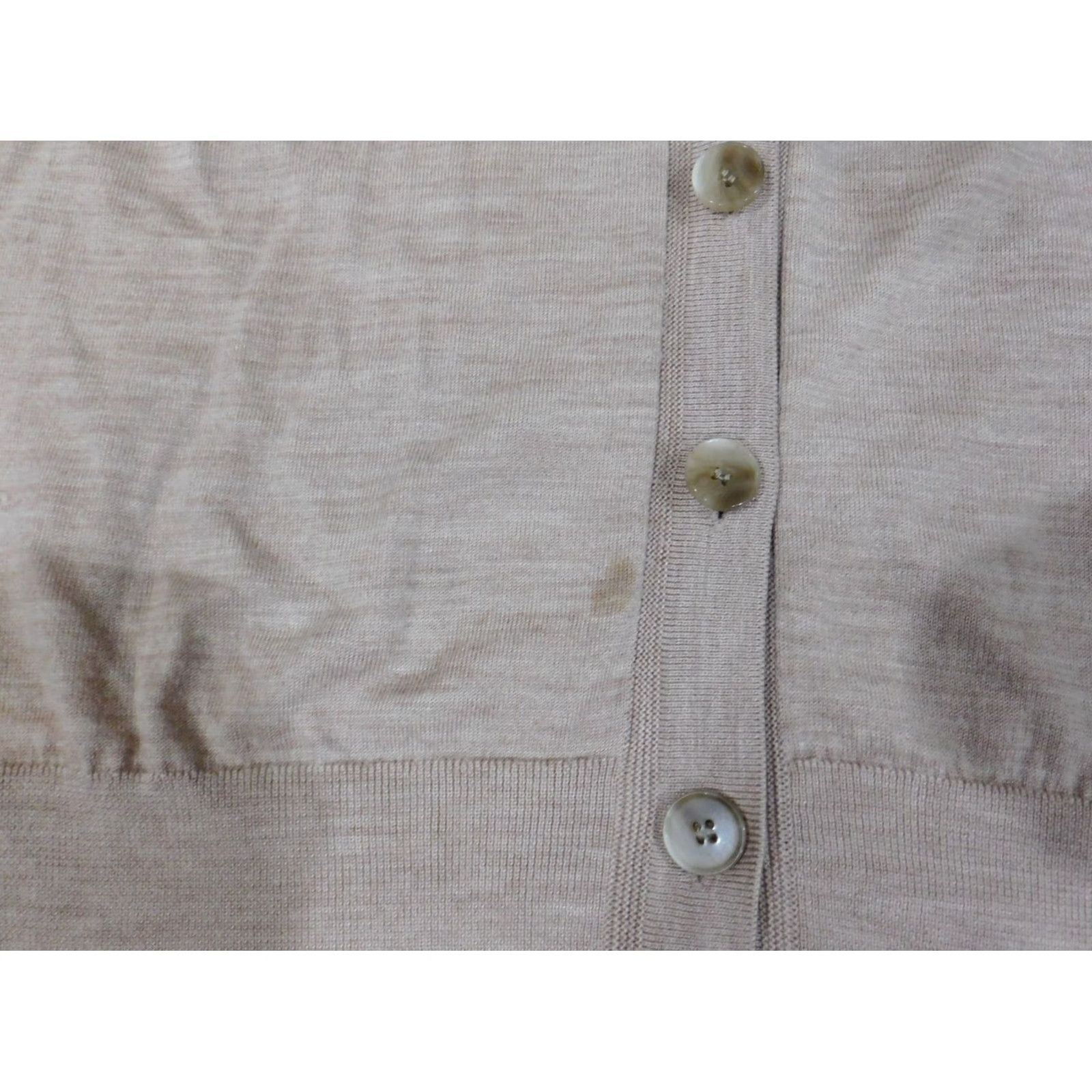 Loft LOFT Cardigan Sweater Womens L Beige Knit Rib Button V-Neck Stretch Casual Modern Designer Fall Winter Spring Size L / US 10 / IT 46 - 5 Thumbnail