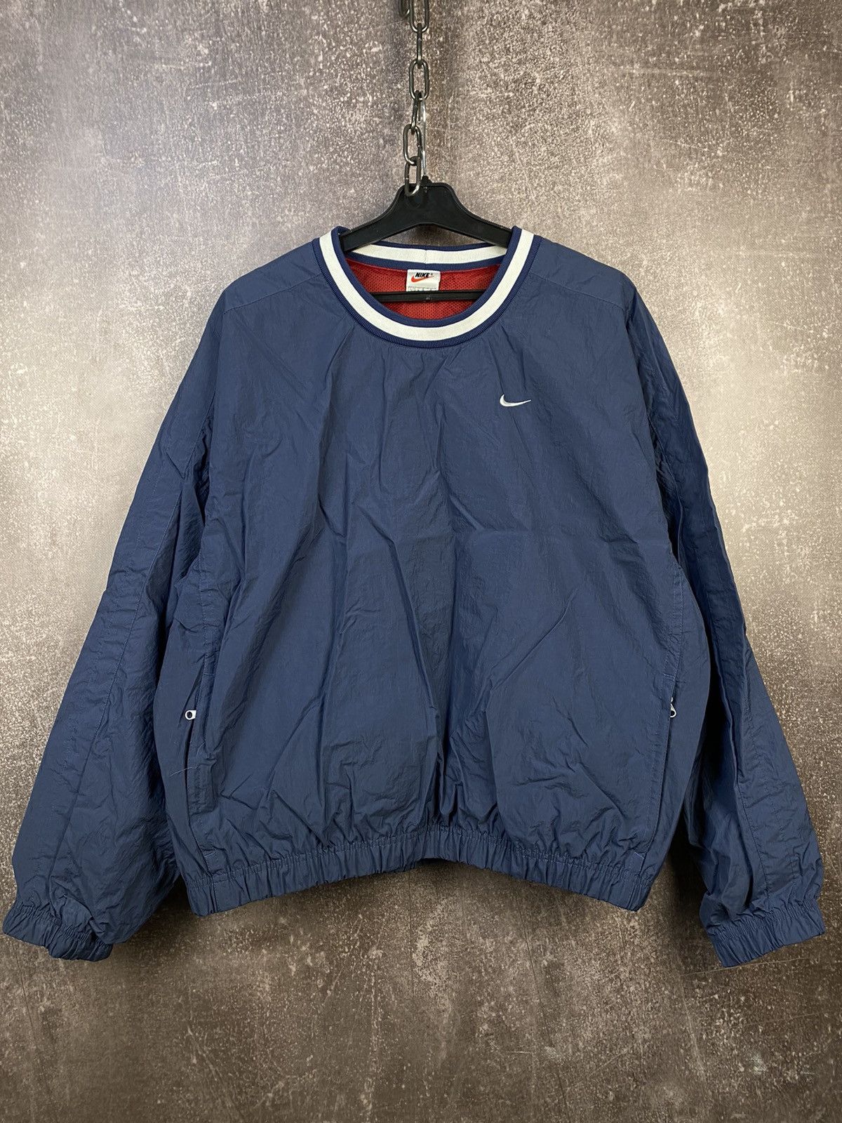 Nike × Vintage Vintage Nike Nylon Drill Blue Boxy Sweatshirt Size US S / EU 44-46 / 1 - 1 Thumbnail