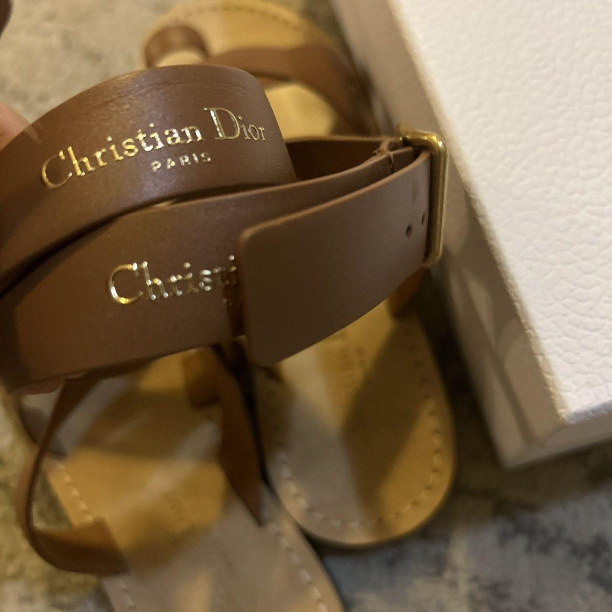 Dior Dior DIORIVIERA DIOR Sun TOE-Ring Sandal Camel Calfskin Size US 9 / IT 39 - 7 Thumbnail