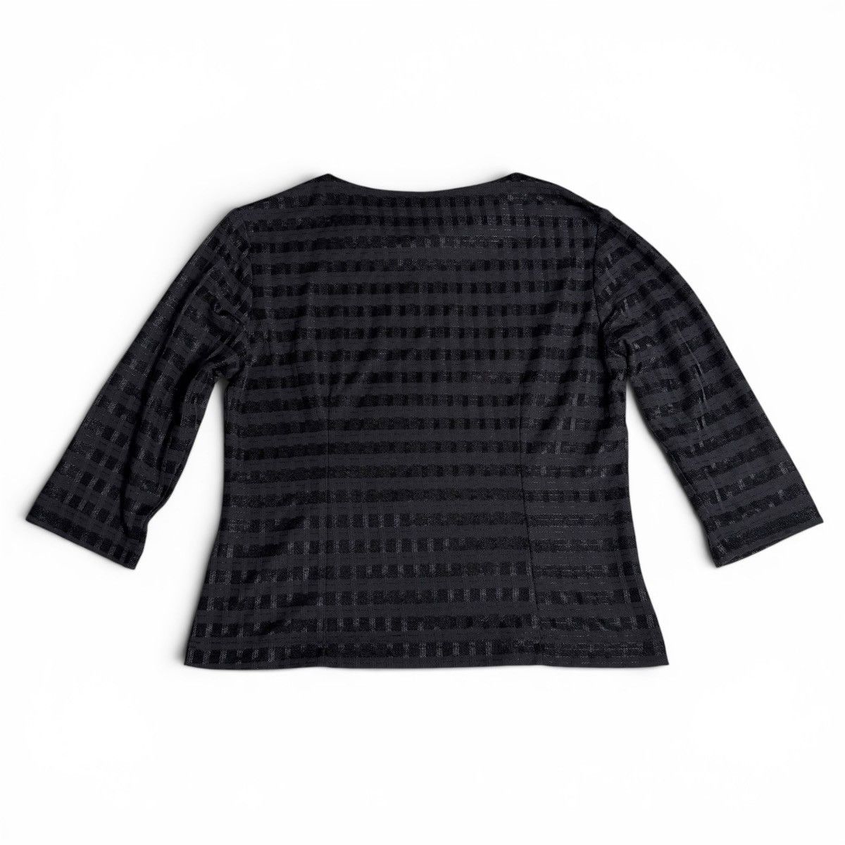 Other Black & Grey Striped Top w/ Buttoned Fold Over Neckline Size S / US 4 / IT 40 - 7 Thumbnail