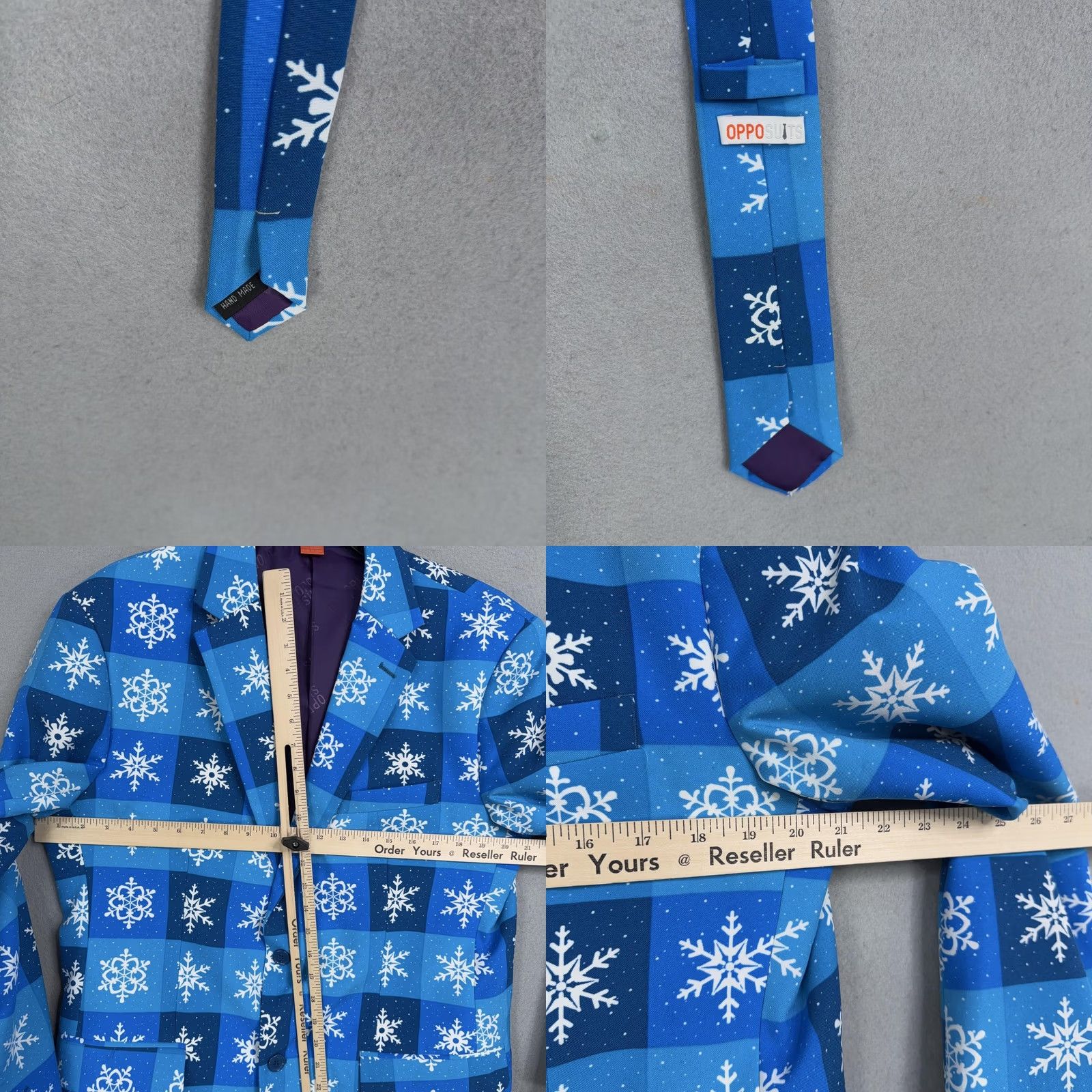 Vintage OppoSuits Suit 3 Piece Mens 44 Blue Snowflake Christmas Holiday Party Funny Shirt? Size 44R - 8 Thumbnail