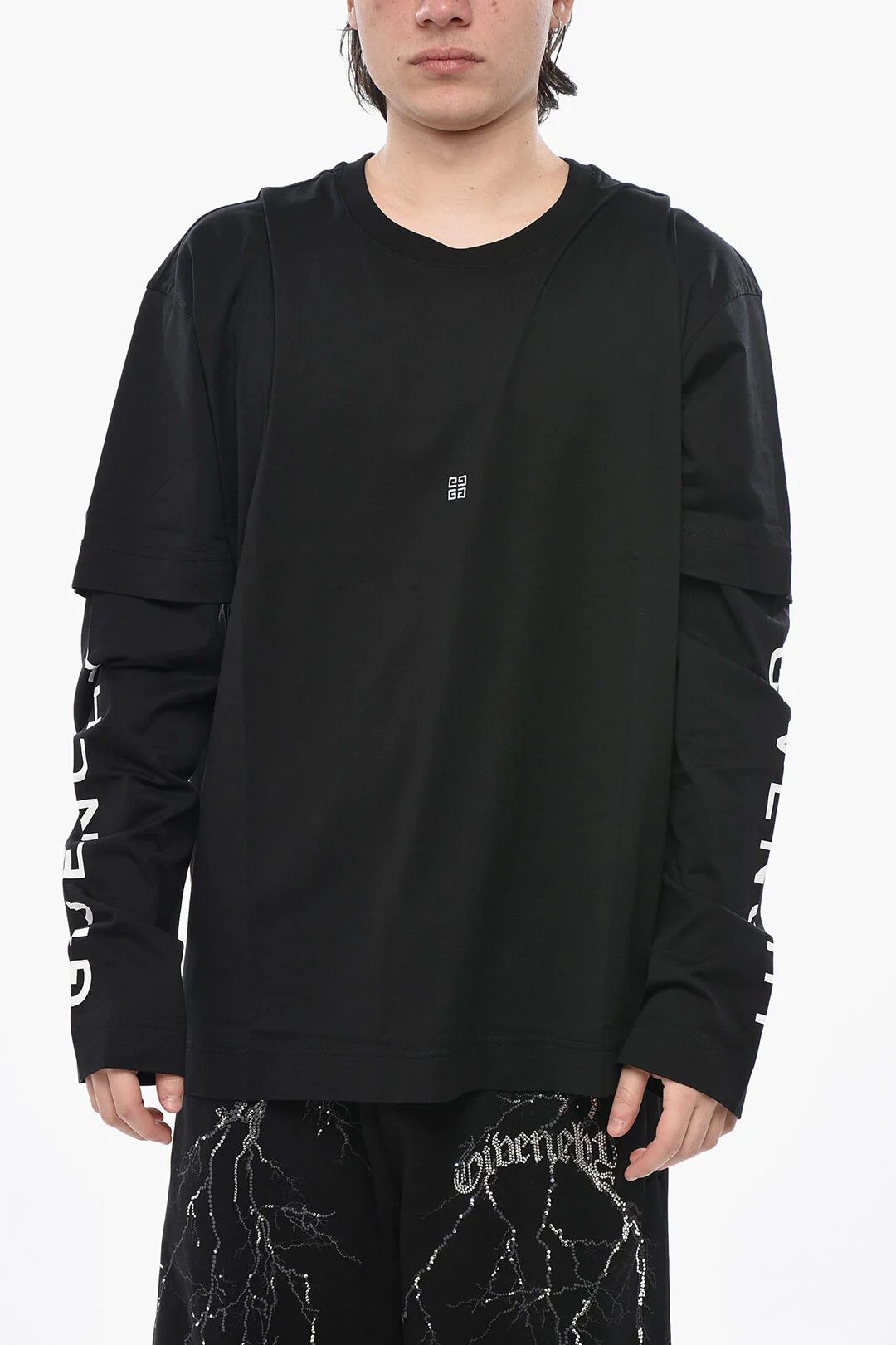 Givenchy og1mm0326 Double-Fabric Crewneck T-Shirt in Black Size US XXL / EU 58 / 5 - 1 Thumbnail