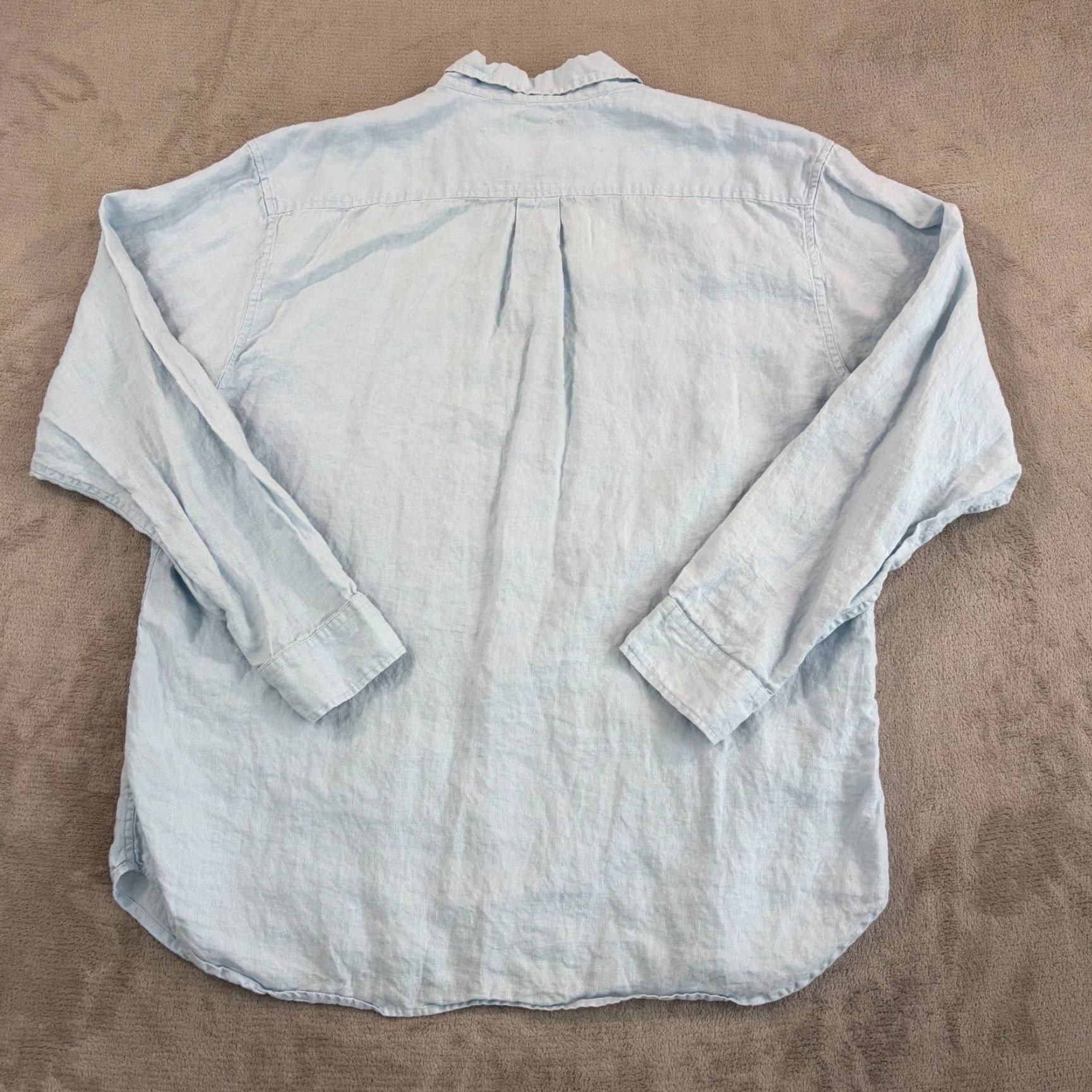 Banana Republic VINTAGE Banana Republic Shirt Men XL Blue Linen Loop Collar Pintuck Pullover Button-Up Size US XL / EU 56 / 4 - 4 Thumbnail