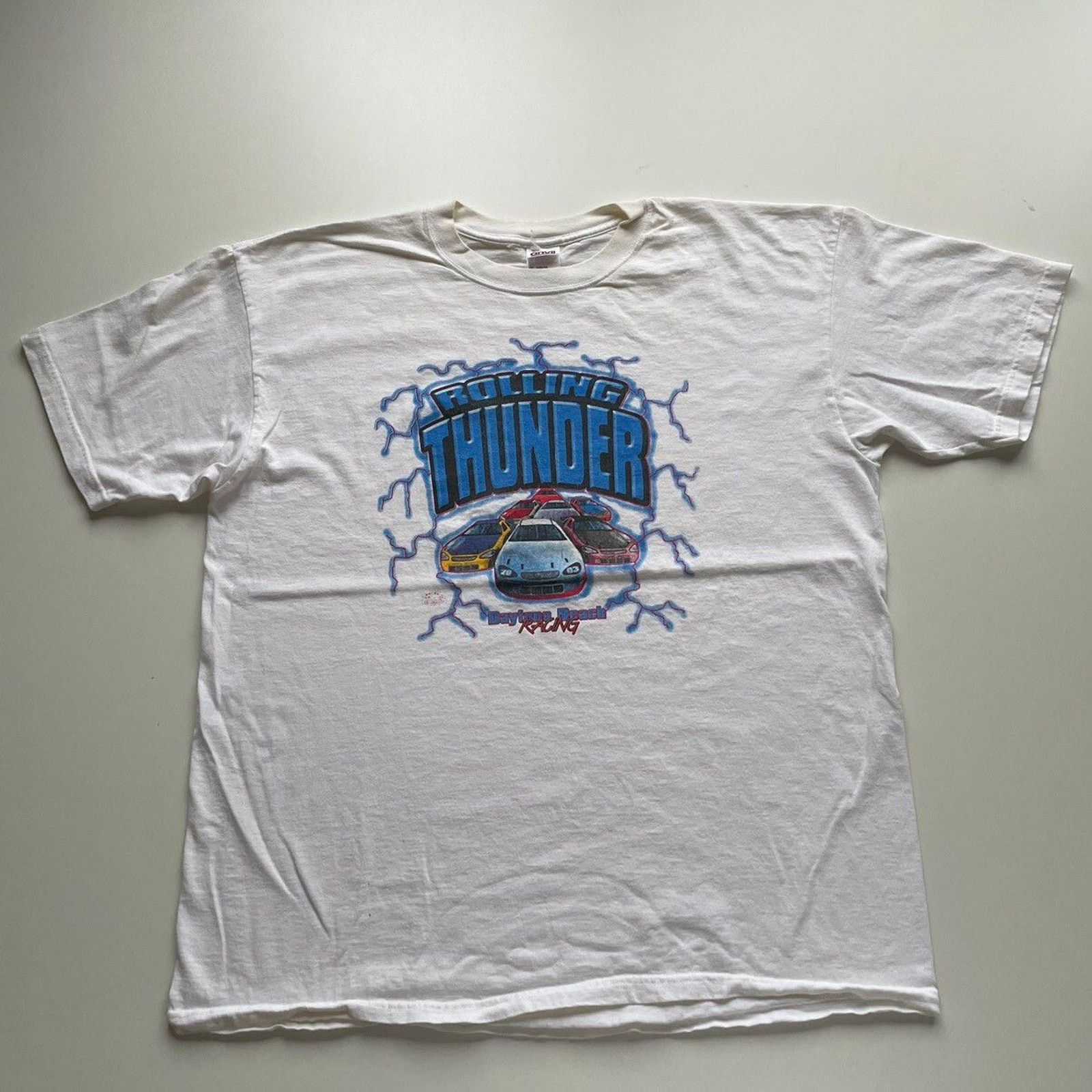 Anvil Vintage Y2K Rolling Thunder Nascar Racing Art T Shirt XL Size US XL / EU 56 / 4 - 1 Thumbnail
