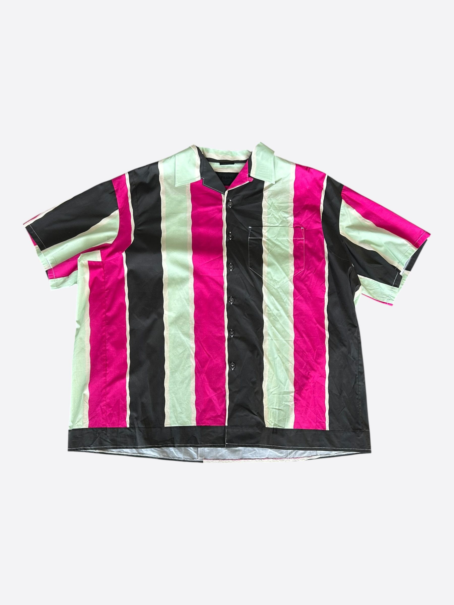 Prada Prada Pink & Multicolor Striped Logo Button Up Shirt Size US XXL / EU 58 / 5 - 1 Thumbnail