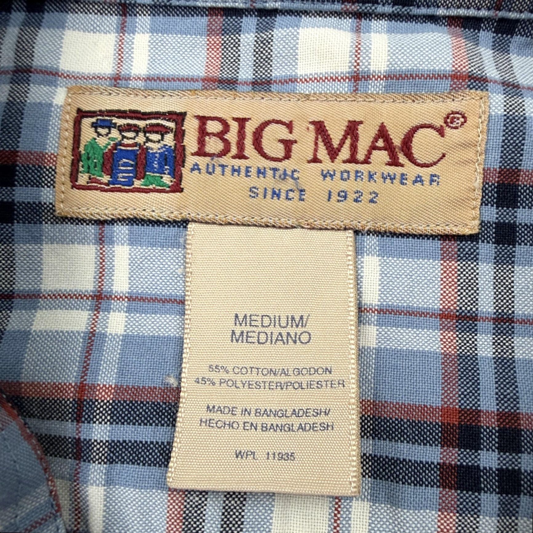 Vintage VINTAGE Big Mac Shirt Mens M Blue Plaid Workwear Western Button Front Size US M / EU 48-50 / 2 - 5 Thumbnail