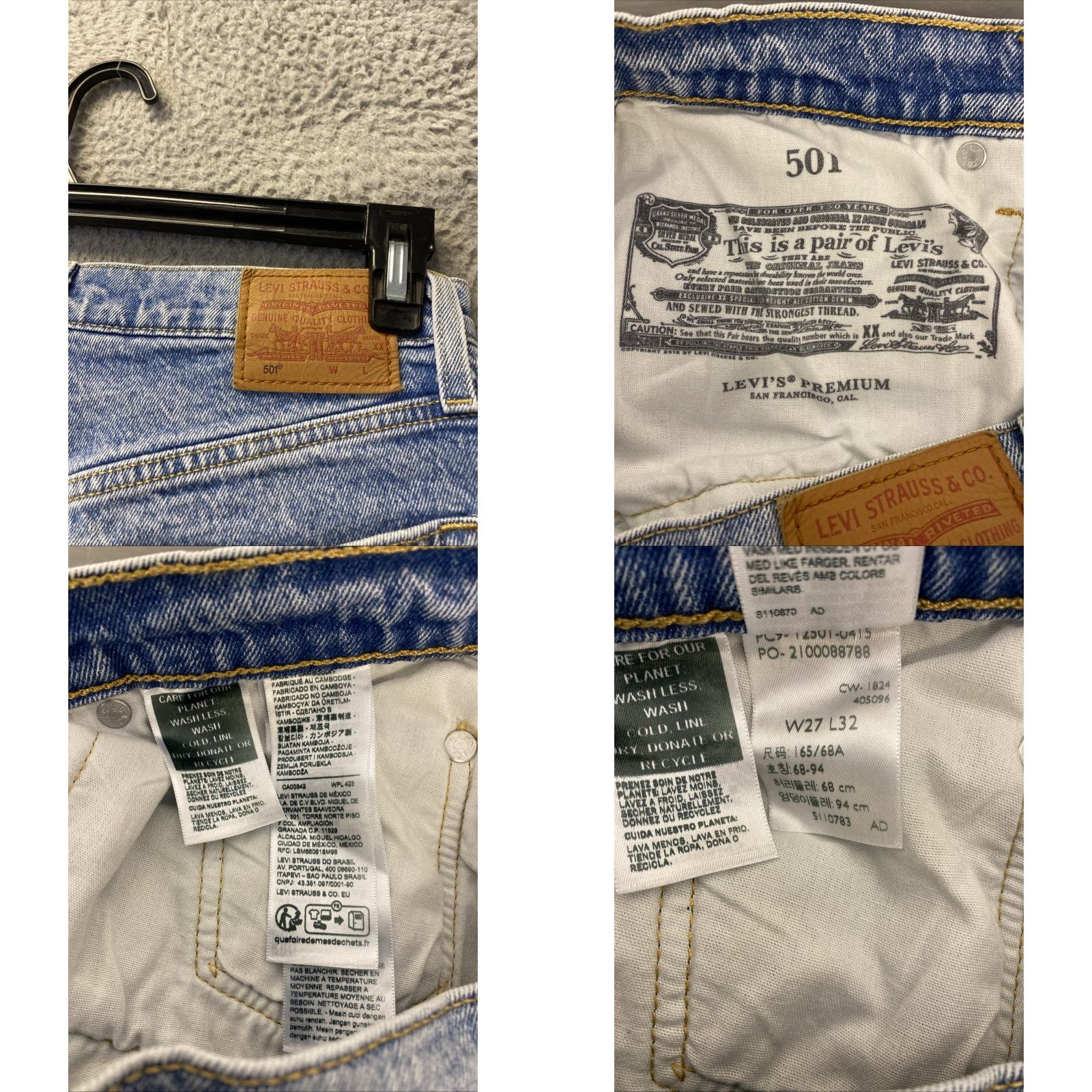 Levi's Levi’s Jeans 501 Men’s 28x32 Blue Donut Fly Button USA Levis Big E Size US 28 / EU 44 - 9 Thumbnail