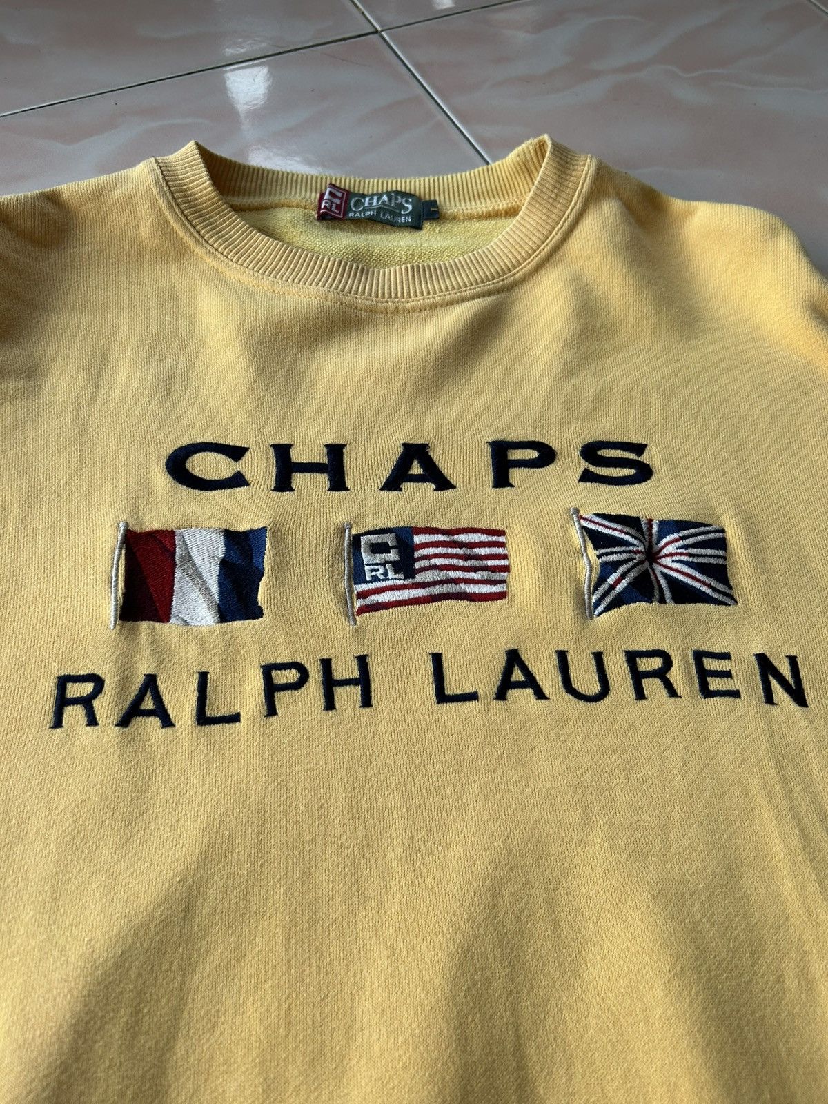Chaps Ralph Lauren × Ralph Lauren × Vintage Vintage Chaps Ralph Lauren Cross Flag Sweatshirt Size US L / EU 52-54 / 3 - 3 Thumbnail