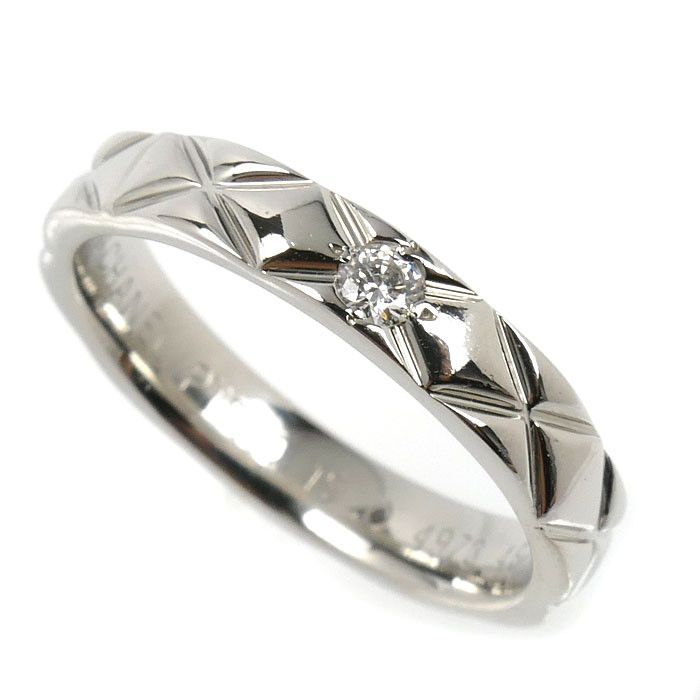 Chanel CHANEL Matelasse Pt950 Platinum Diamond Ring Precious Metal Ring J2822 DUTY FREE for USA