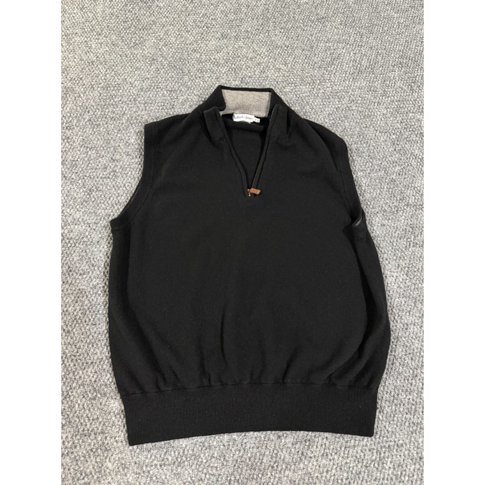Vintage Bullock & Jones Sweater Vest Mens Large Black Mock Neck 1/4 Zip Wool Blend Size US L / EU 52-54 / 3 - 2 Thumbnail