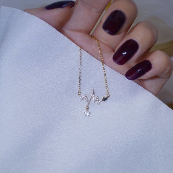 Other 14K Gold Plated Diamond Heartbeat Necklace Size ONE SIZE - 2 Thumbnail