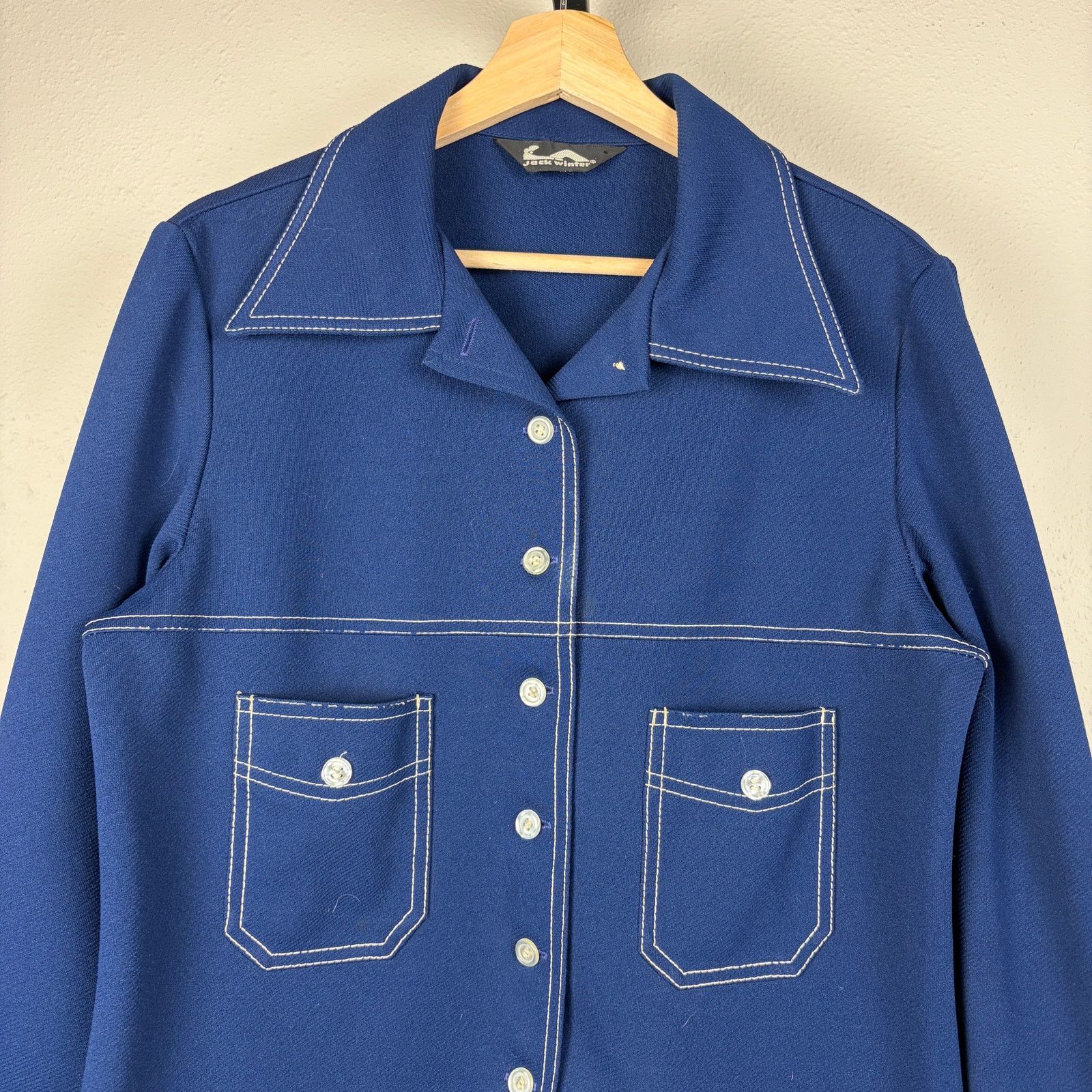 Other VTG Disco 70s Contrast Stitching Sz 18 Double Knit Button Up Size XXL / US 16-18 / IT 52-54 - 2 Thumbnail