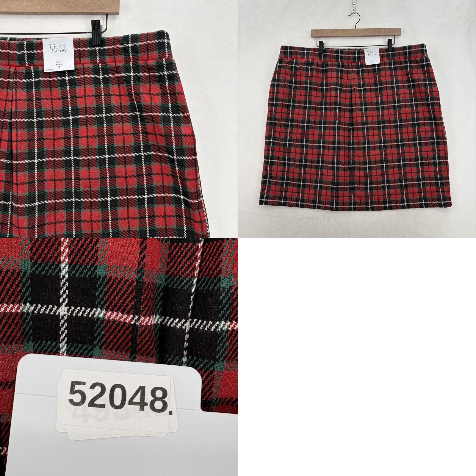 Croft & Barrow Croft & Barrow Skirt Womens 3X Red Plaid Knit Stretch Pull On Knee Pencil Winter Size 40" / US 18 - 9 Thumbnail