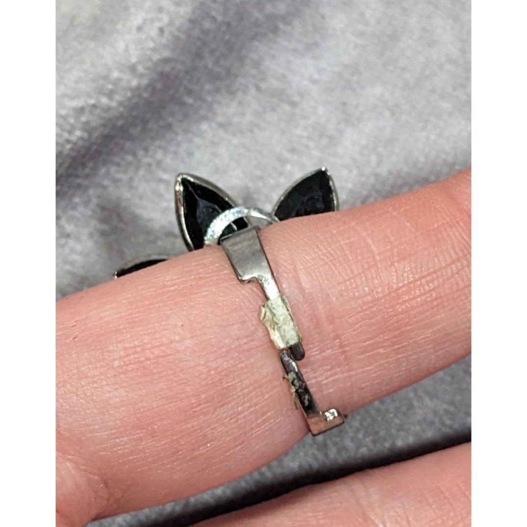Other Gothic Floral Black And Silver Tone Adjustable Ring Size 7 1 Size ONE SIZE - 10 Thumbnail
