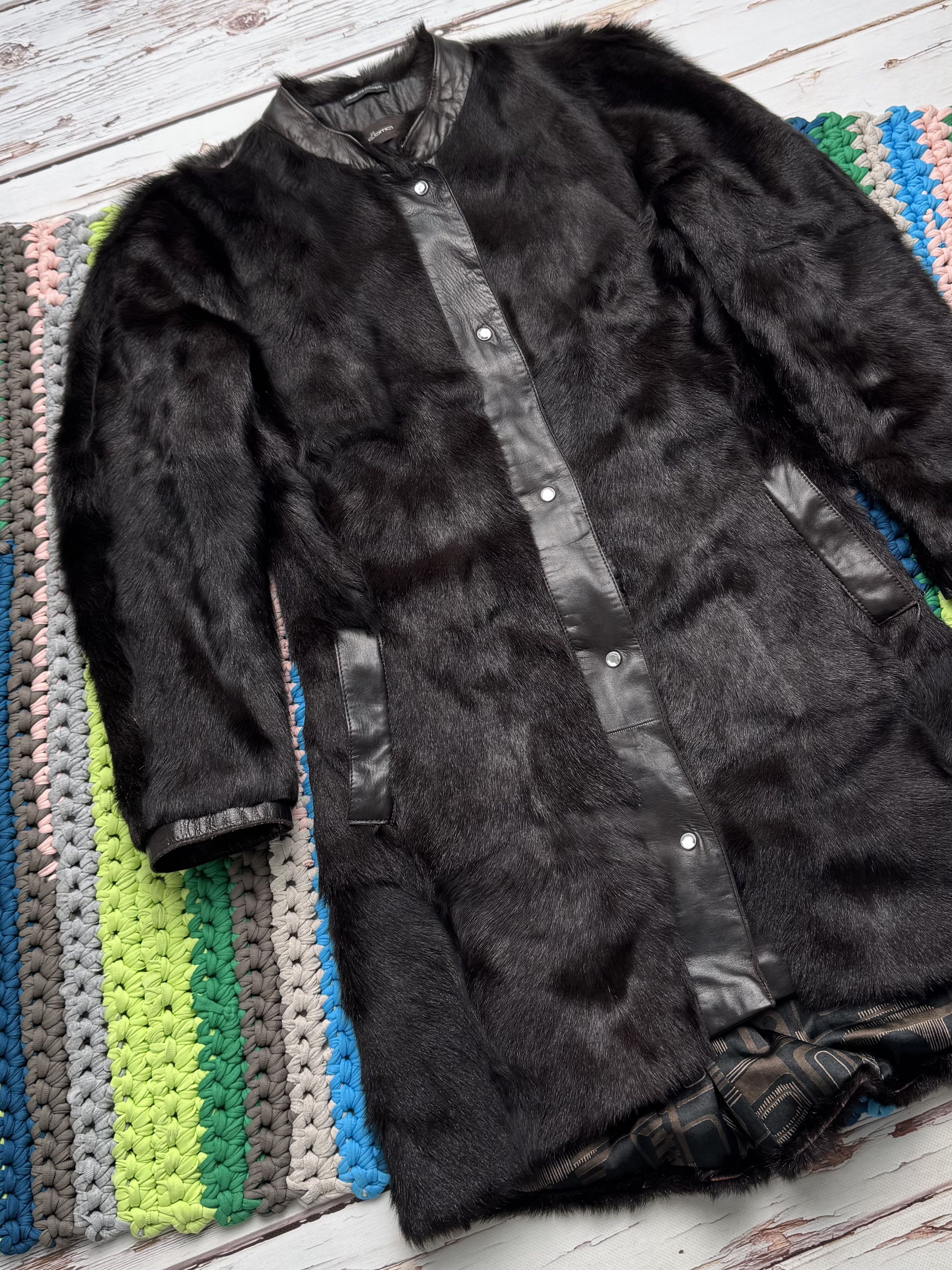 Vintage Women Vintage Real Fur Coat Dark Brown Leather Long Jacket Size S / US 4 / IT 40 - 6 Thumbnail