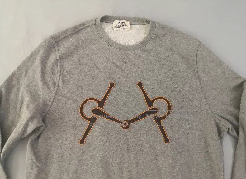 Hermes Hermes Sweatshirt Crewneck, Grey, Cotton, Sheepskin Patter Size US L / EU 52-54 / 3 - 2 Thumbnail