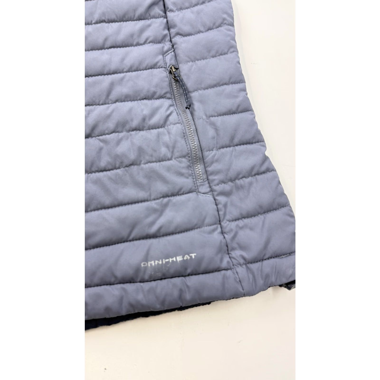 Vintage Columbia Vest Womens Medium Gray Omni-Heat Quilted Puffer Zip Pockets Fleece Size M / US 6-8 / IT 42-44 - 2 Thumbnail