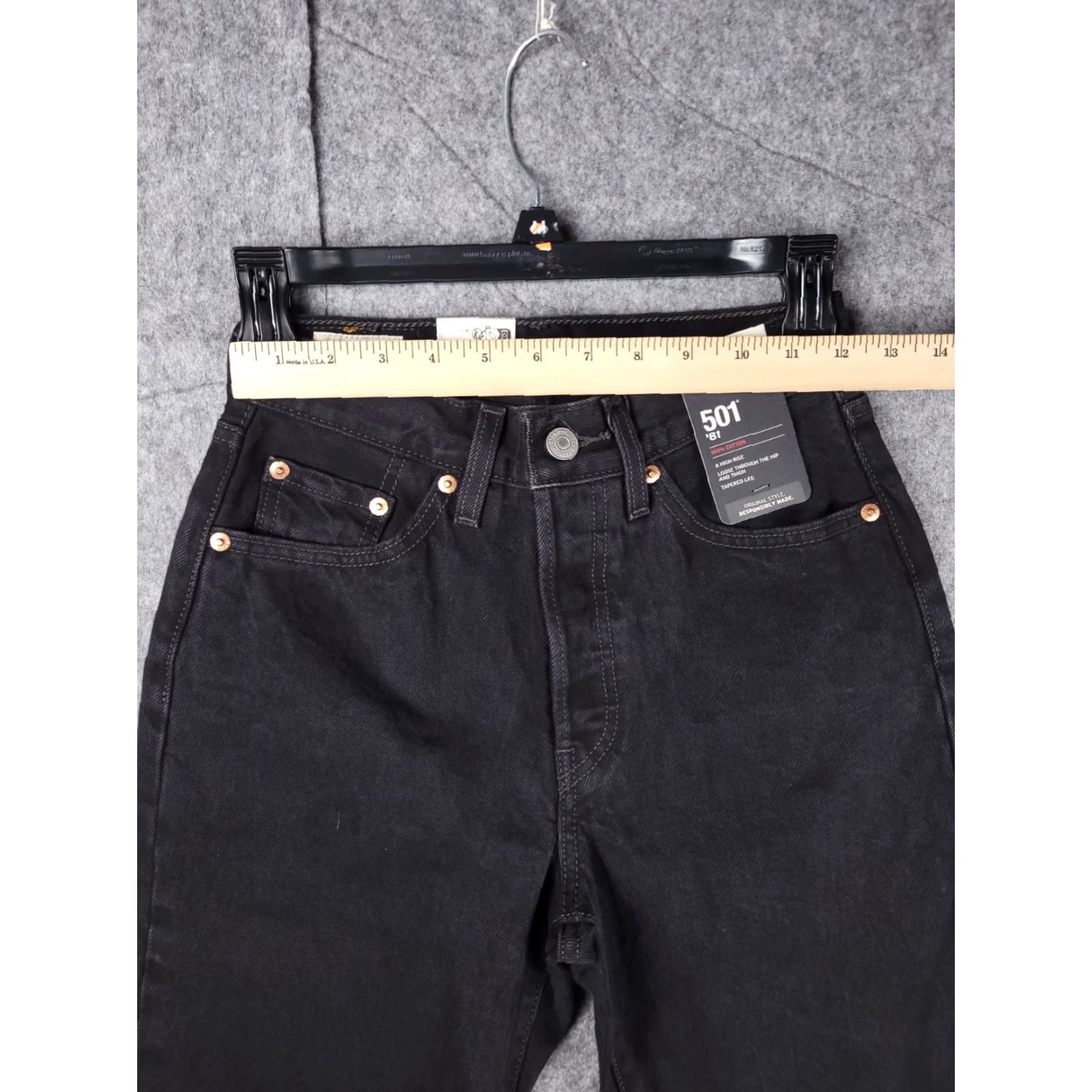 Levi's Levi's 501 '81 Jeans Women's 24 x 31 High Rise Tapered Black Denim NWT Regular Stretch Size 42" / US 20 - 7 Thumbnail
