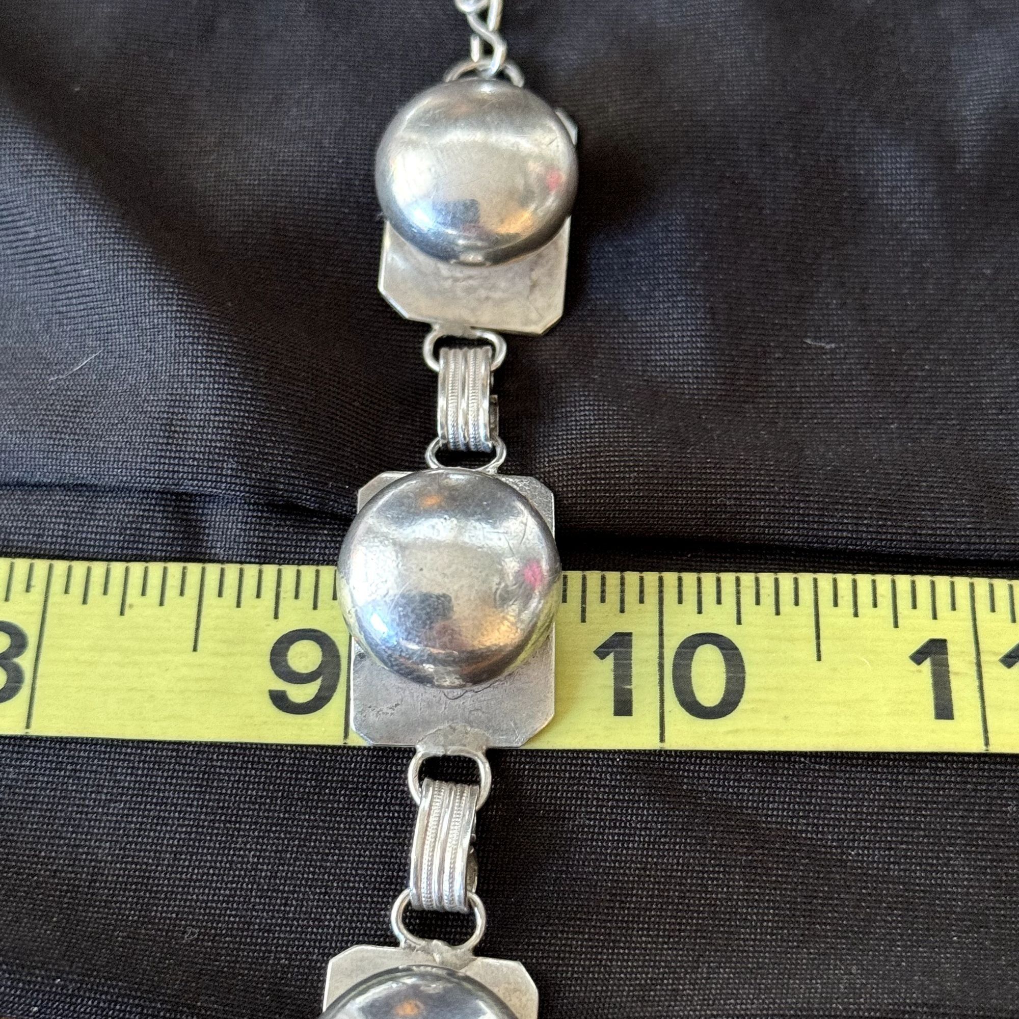 Vintage Sterling Silver 925 Round Puffed Design Bracelet Rectangle L Size ONE SIZE - 4 Thumbnail