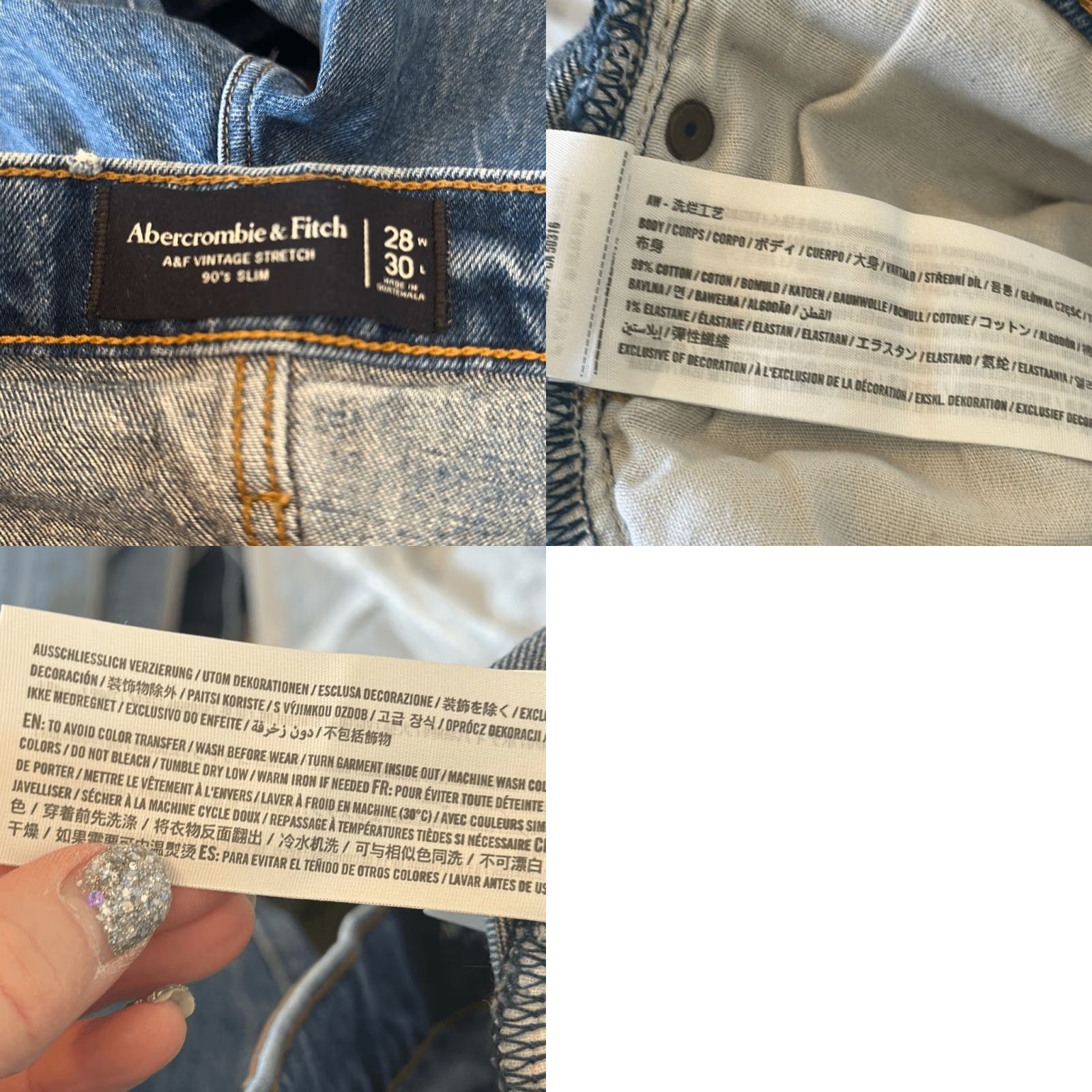 Abercrombie & Fitch VINTAGE Abercrombie & Fitch Jeans Men's 28x30 28W 30L 90s Stretch Slim Tapered Blue 90s Mens Jeans Slim Fit Regular Size 28 Mens Size US 28 / EU 44 - 8 Thumbnail