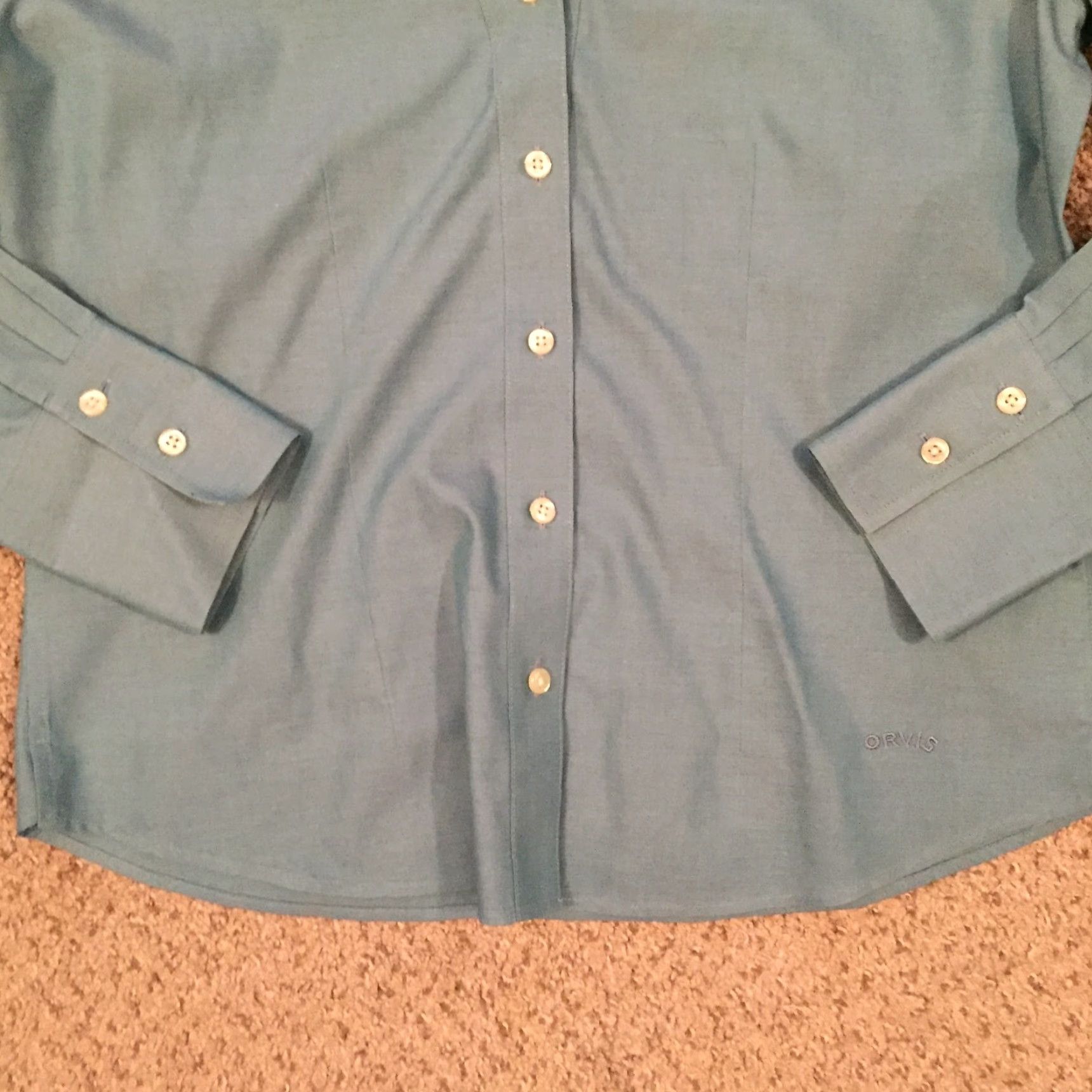 Orvis Orvis Shirt Womens Size 10 Button-Up Long Sleeve Green Collared Band Collar Woman Shirt Size L / US 10 / IT 46 - 3 Thumbnail
