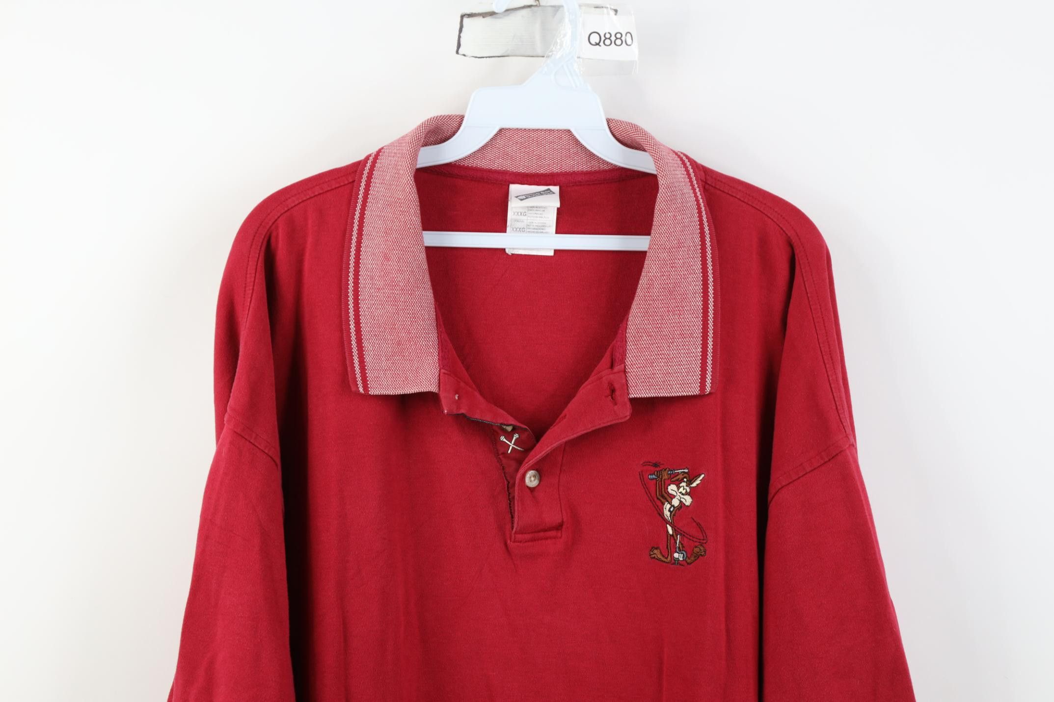 Vintage Vintage 90s Looney Tunes Wile E Coyote Golf Polo Shirt Red Size US XXL / EU 58 / 5 - 2 Thumbnail