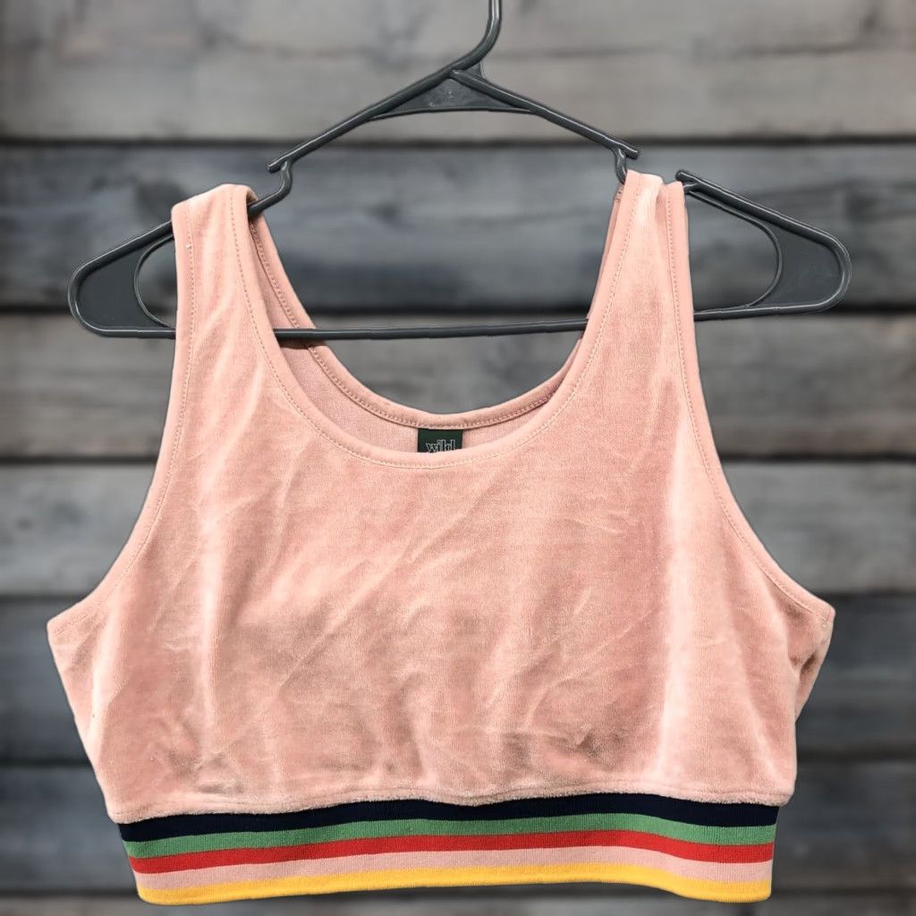 Vintage Wild Fable Sports Bra Womens Medium M Pink Cotton Blend Training Yoga