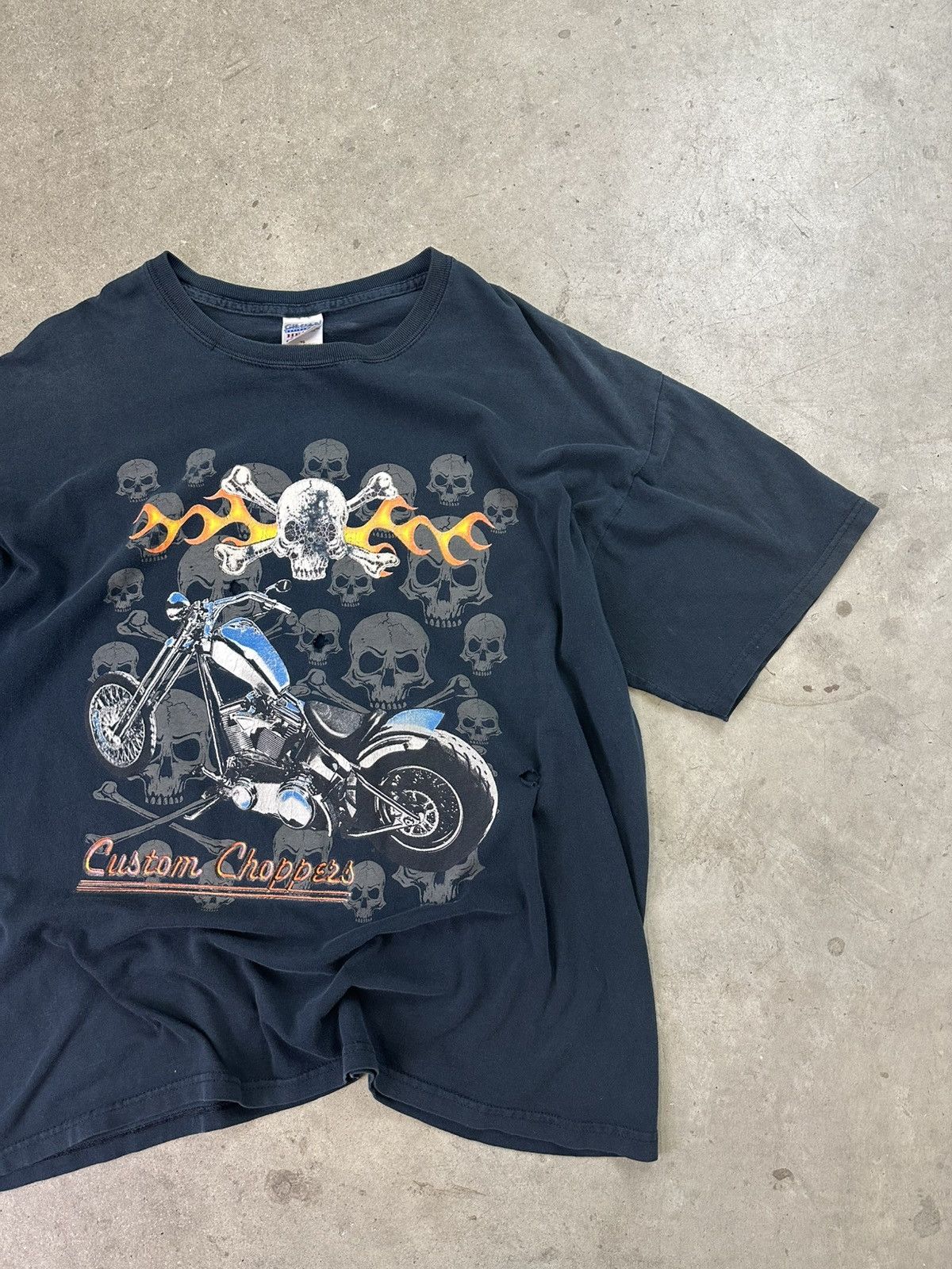 Vintage vintage custom choppers y2k motorcycle skull thrashed tee Size US XL / EU 56 / 4 - 2 Thumbnail