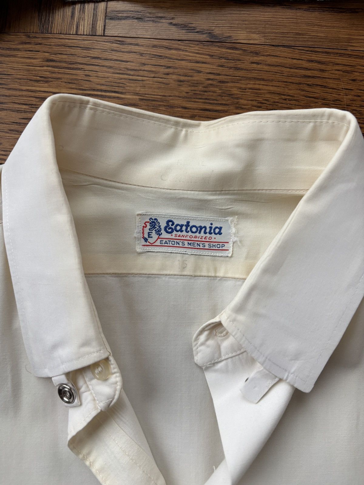 Arrow × Eaton × Vintage 1950s Sheer Shortsleeve Shirt Vintage Eatonia Sanfor Snap Bu Size US S / EU 44-46 / 1 - 5 Thumbnail